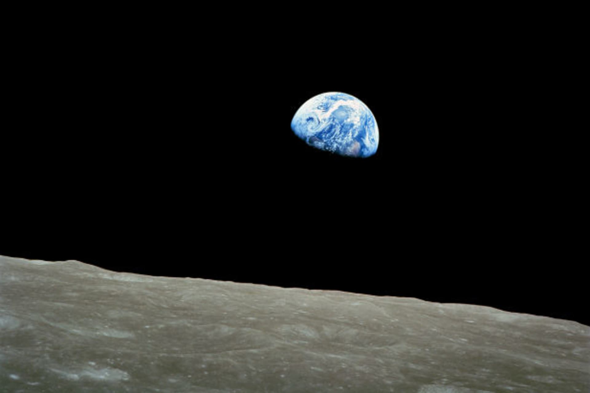 <p>A photo of Earth—dubbed “Earthrise”—taken by U.S. astronaut William Anders during the Apollo 8 mission in December 1968.</p>
