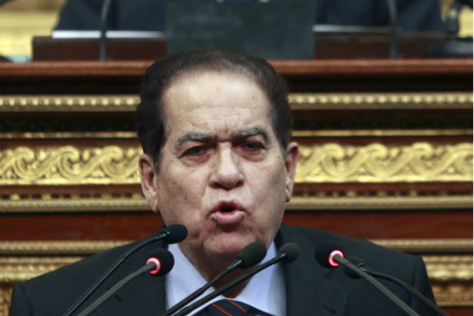 Egypt's army-appointed prime minister Kamal al-Ganzouri speaks during a parliament session in Cairo on February 26, 2012 (Amr Abdallah Dalsh/Courtesy Reuters).