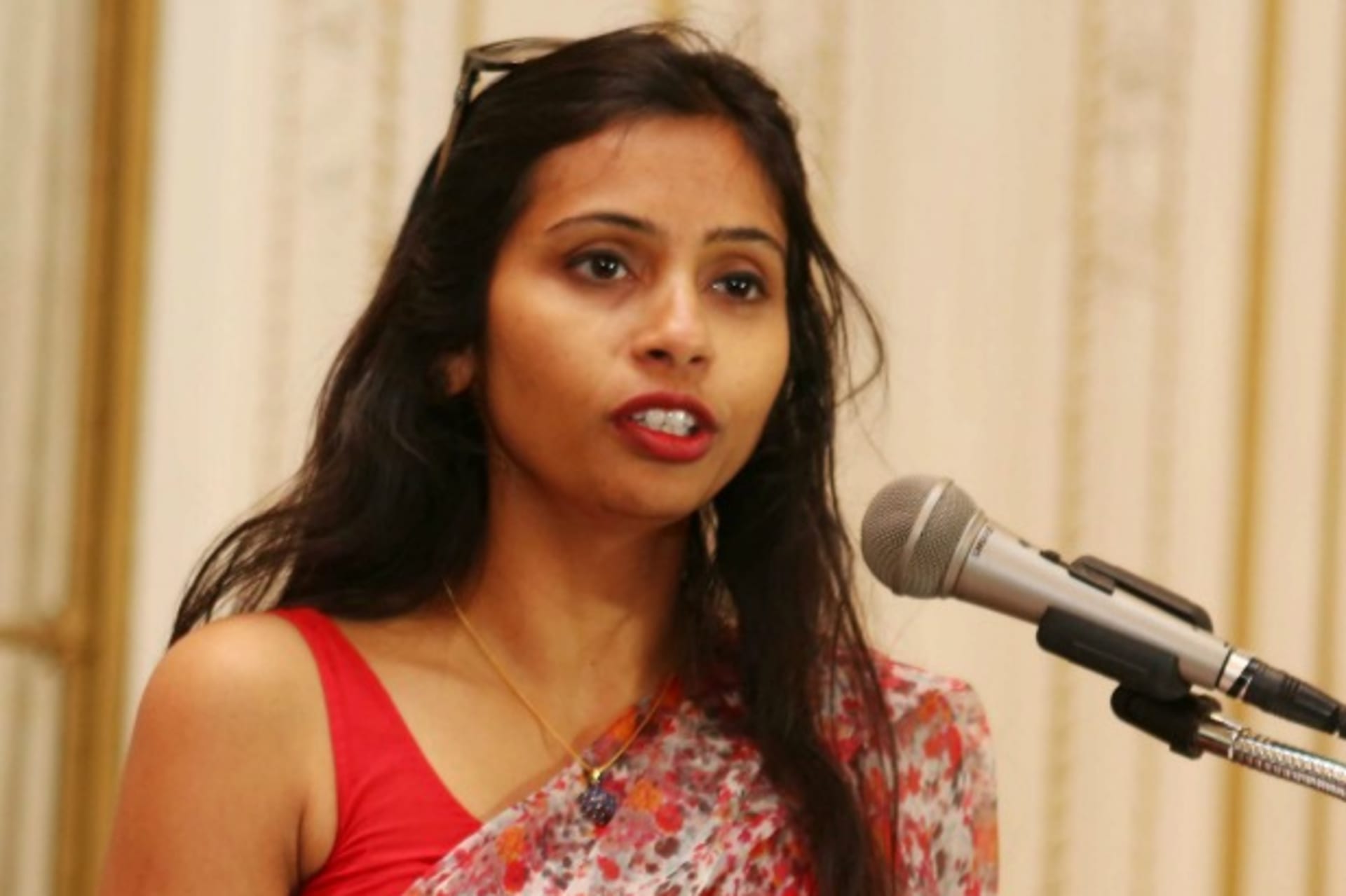 <p>India’s Deputy Consul General in New York, Devyani Khobragade, attends a Rutgers University event at India’s Consulate General in New York on June 19, 2013. (Mohammed Jaffer/Courtesy Reuters)</p>

