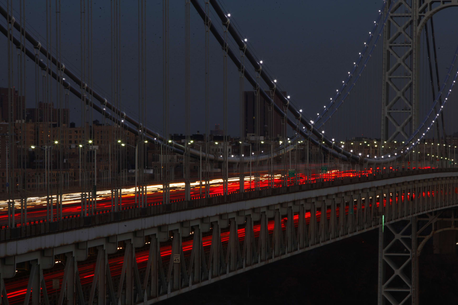<p>Vehicles are seen on the George Washington Bridge from Fort Lee, New Jersey, on November 21, 2012.</p>
