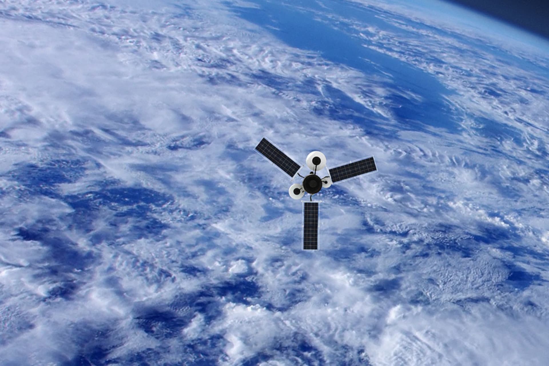 <p>A satellite orbits Earth. </p>
