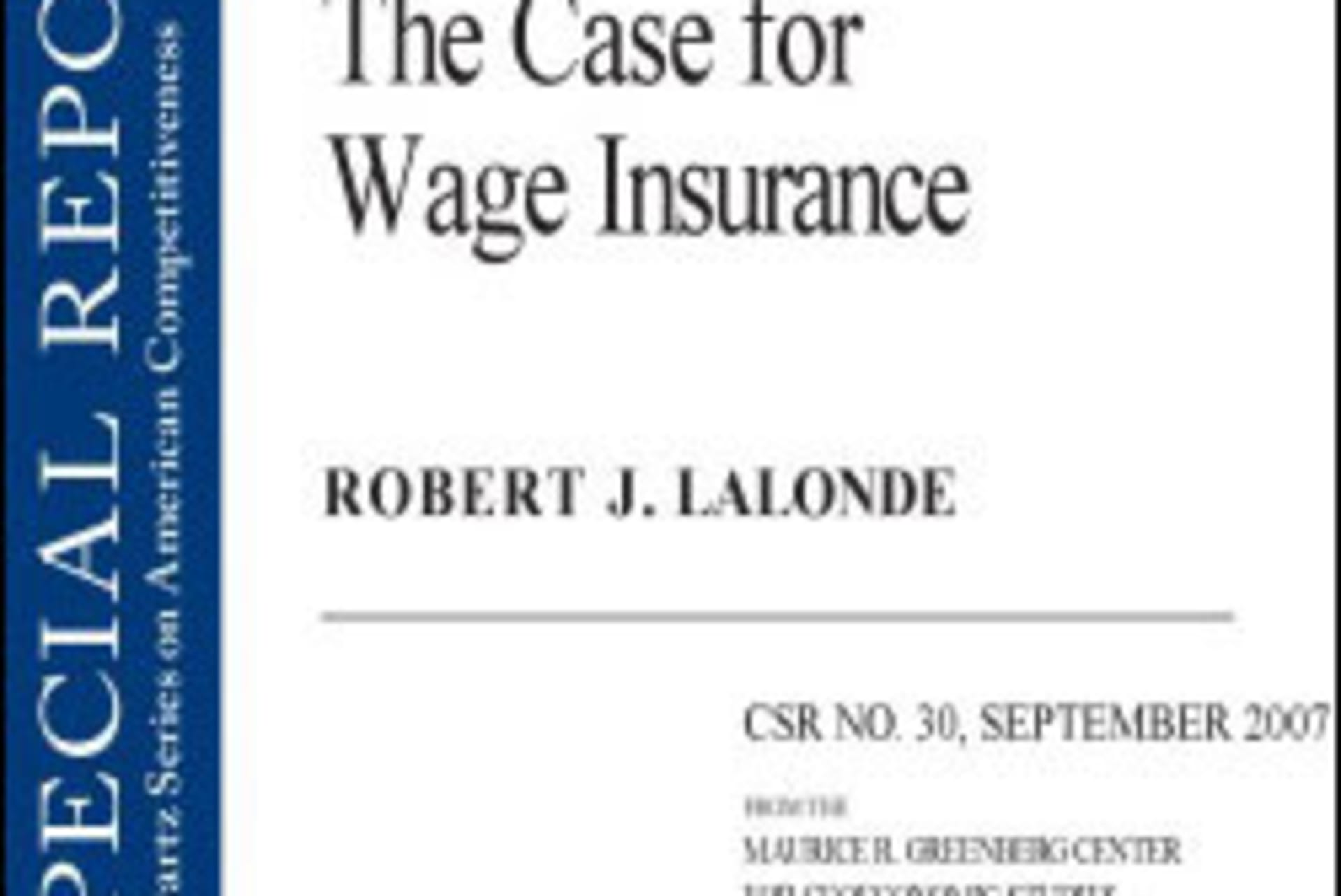 The Case for Wage Insurance