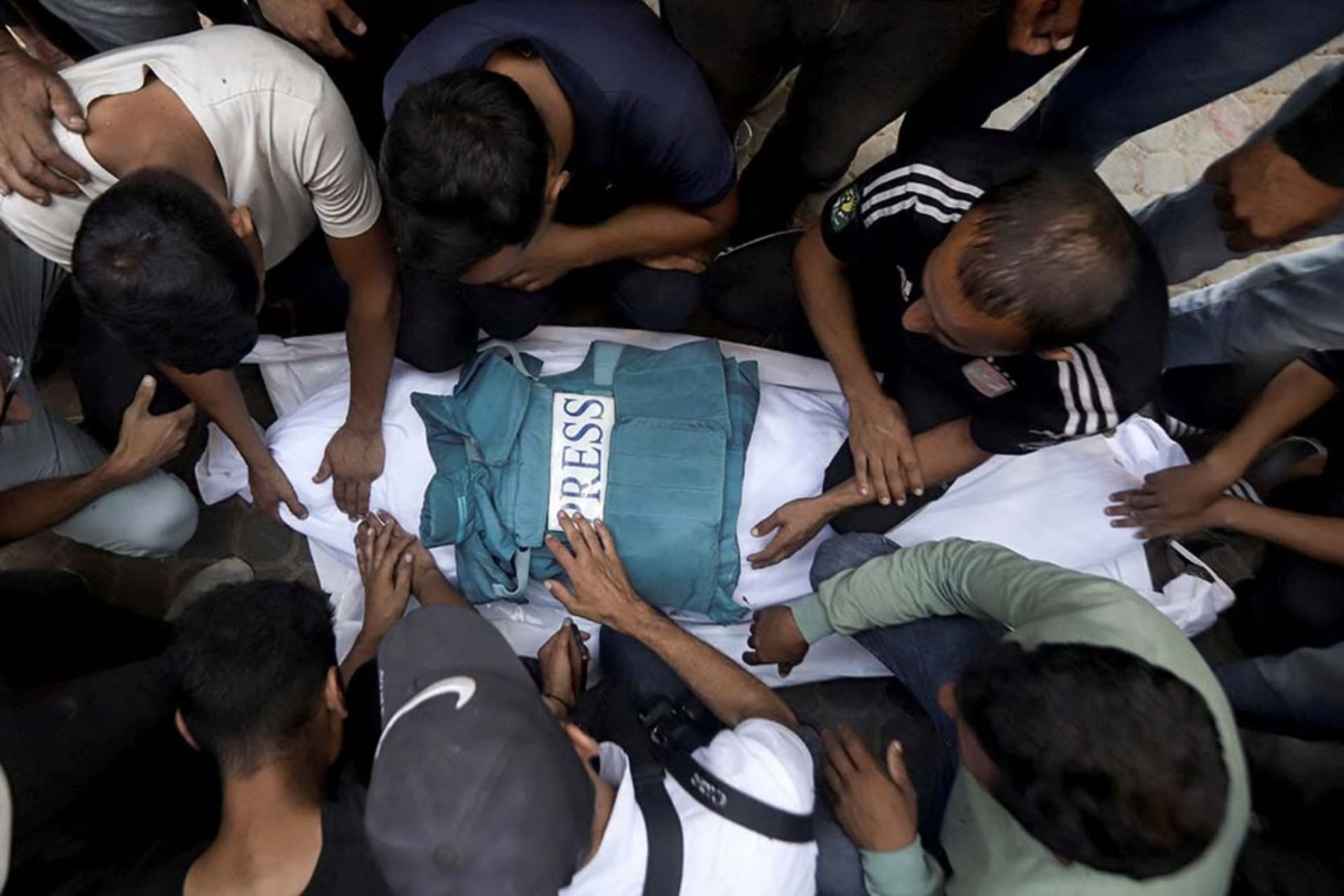 <p>Mourners attend the funeral of a Palestinian journalist killed in an Israeli air strike in June 2025 at al-Shifa Hospital in Gaza City.</p>
