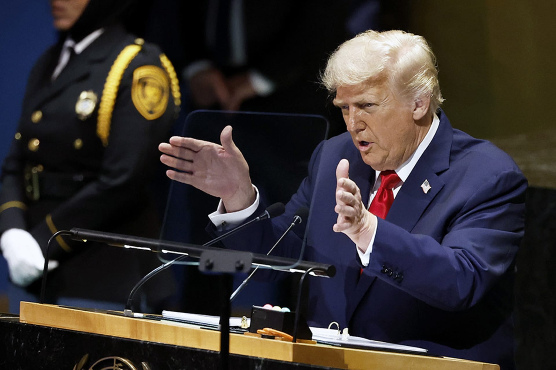 <p>U.S. President Donald Trump speaks during the eightieth session of the UN General Assembly, September 23, 2025.</p>
