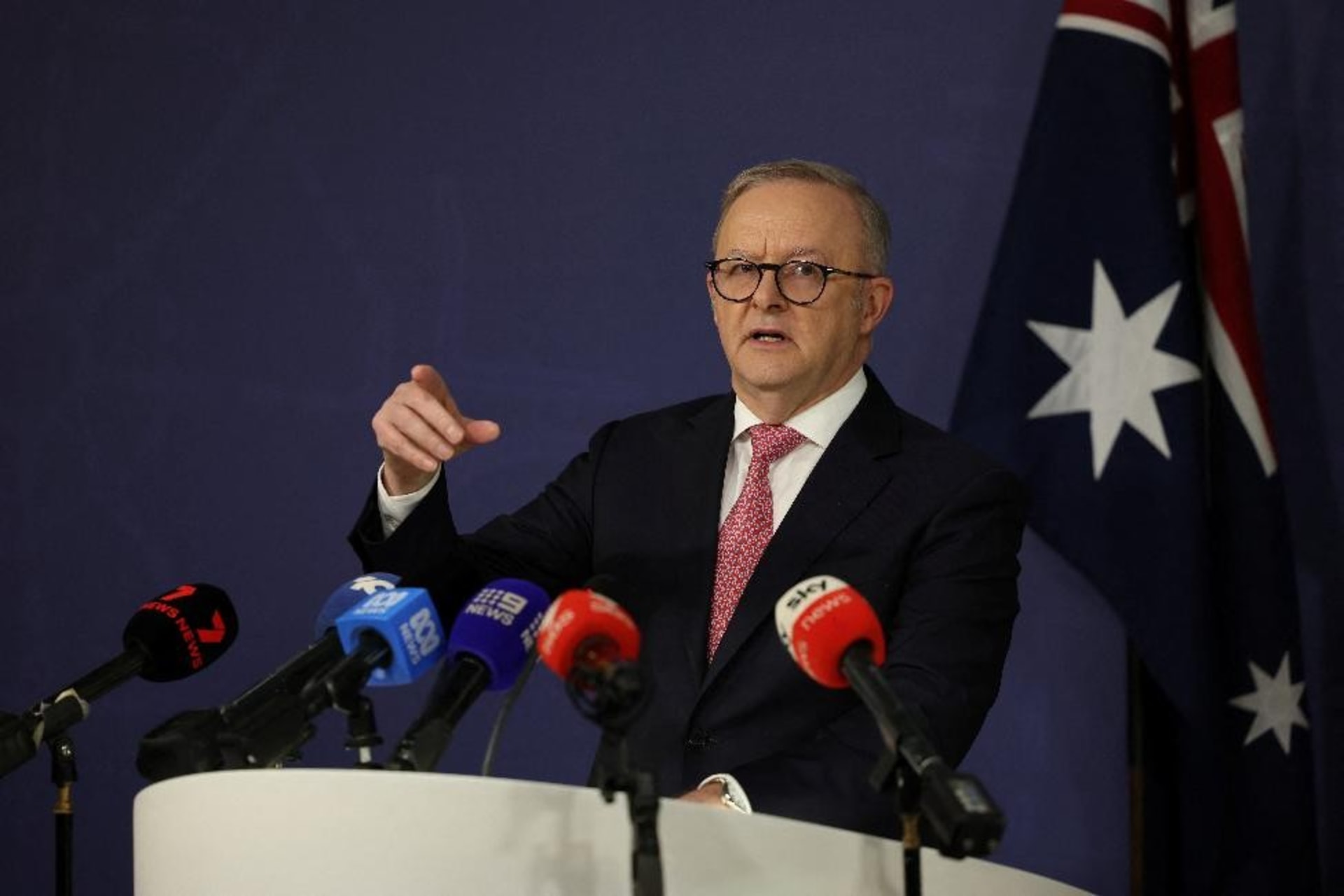 <p>Australian Prime Minister Anthony Albanese speaks during a press conference in Sydney, Australia on September 12, 2025.</p>
