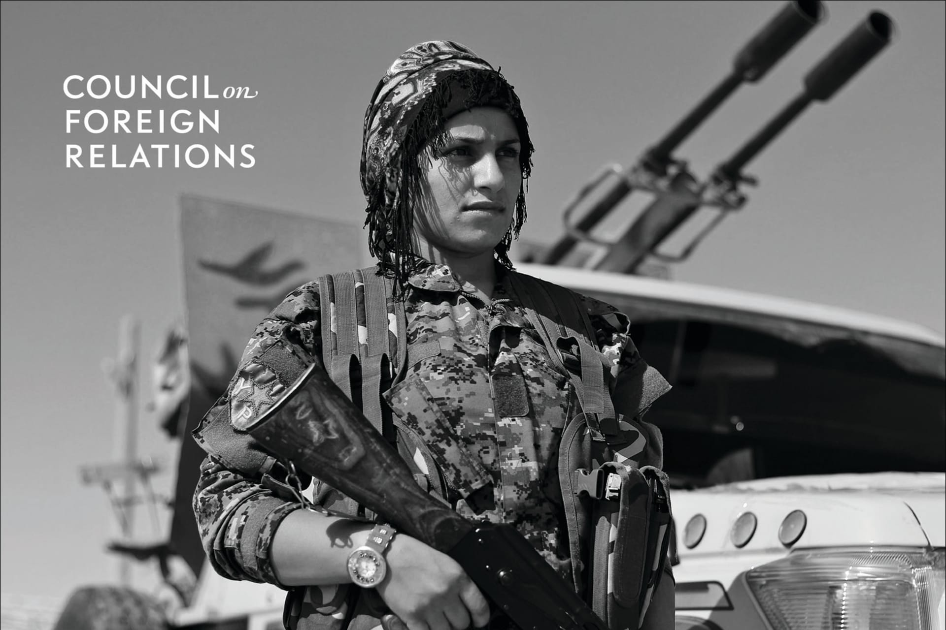 <p>A member of the Women’s Protection Units of the Syrian Democratic Forces stands at attention in Shadadi, in northeastern Syria, on September 11, 2018.</p>
