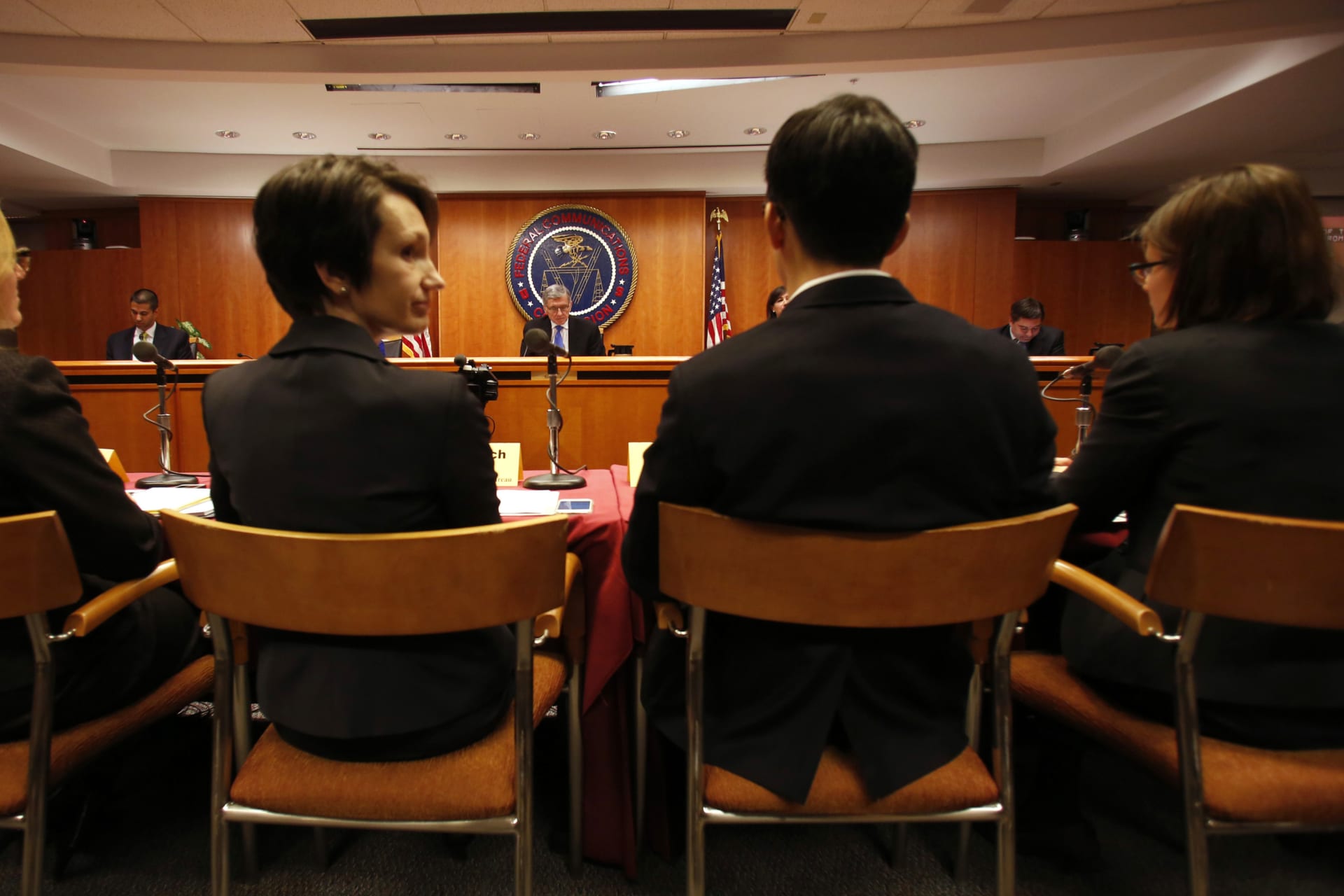 <p>The Federal Communications Commission (FCC) holds a hearing in Washington on February 26, 2015.</p>
