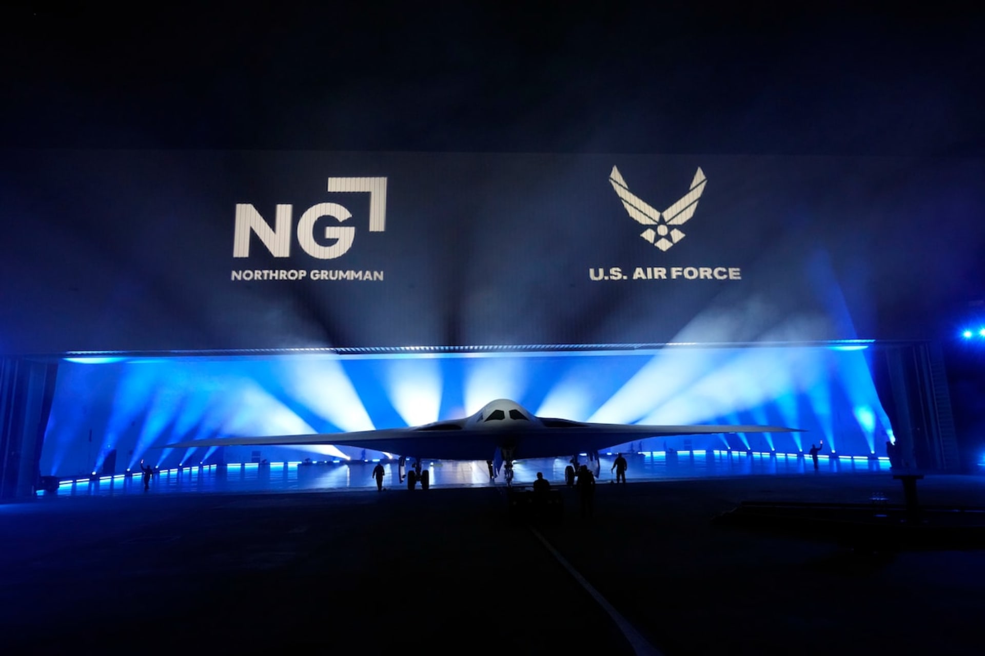 <p>The B-21 Raider stealth bomber is unveiled at Northrop Grumman in Palmdale, Calif., on Dec. 2.</p>
