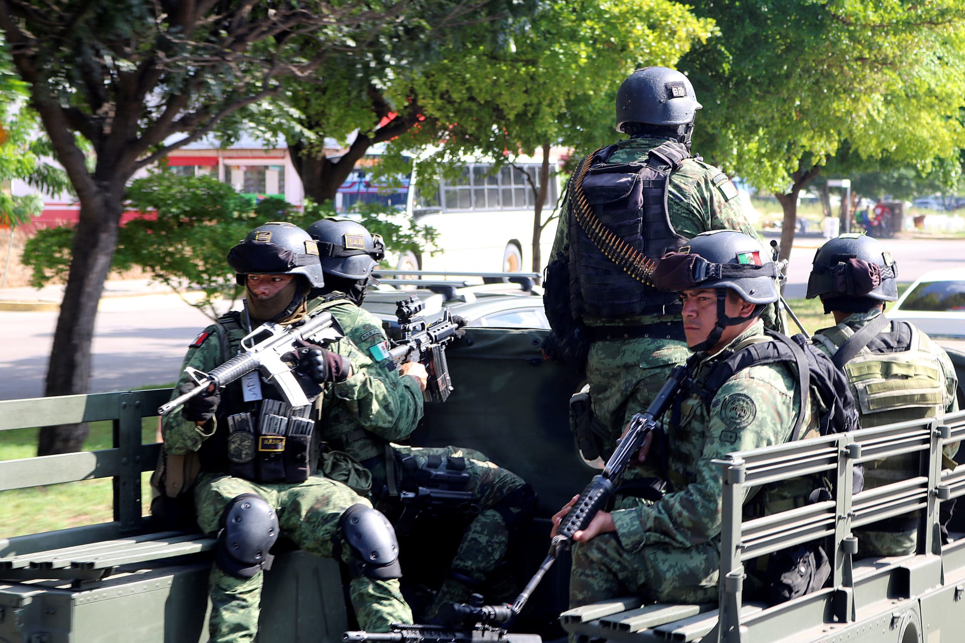 Photo of Mexican Army members patrolling Sinaloa State