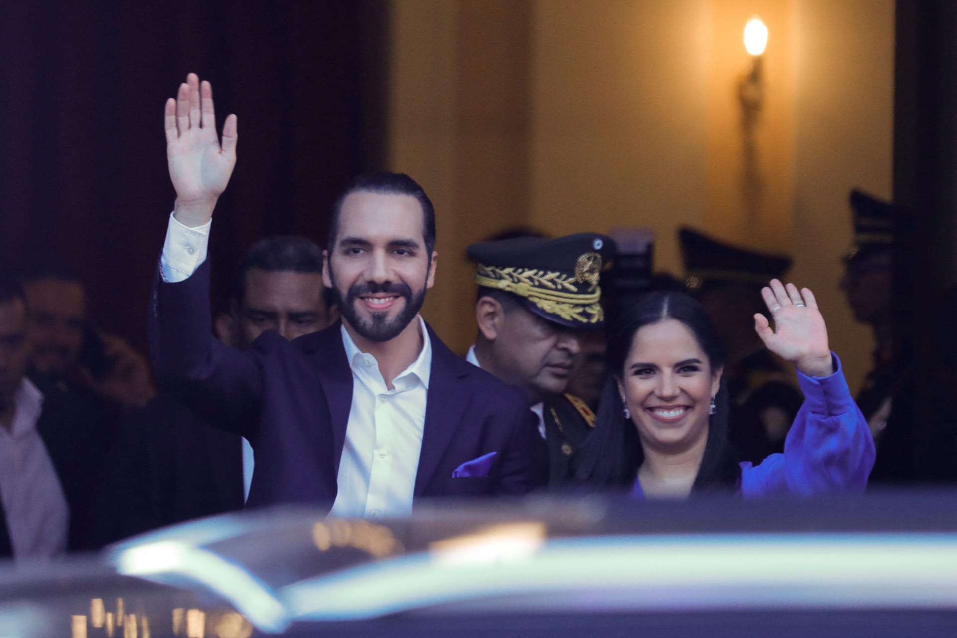 Photo of President of El Salvador Nayib Bukele and the first lady, Gabriela Rodriguez