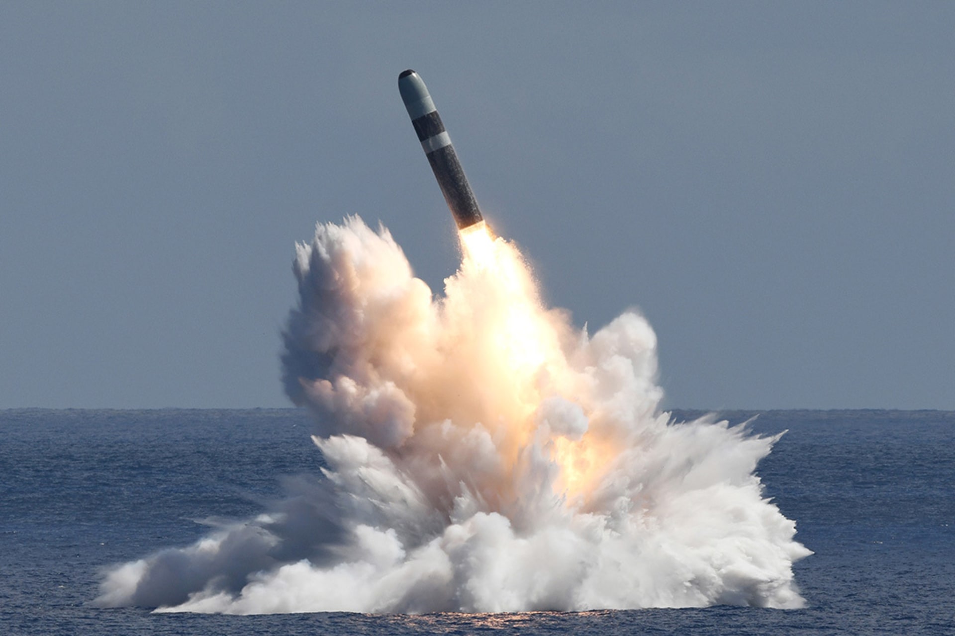 <p>An unarmed Navy Trident II D5 Life Extension missile launches from an Ohio-class ballistic missile submarine off the coast of Florida, September 17, 2025.</p>
