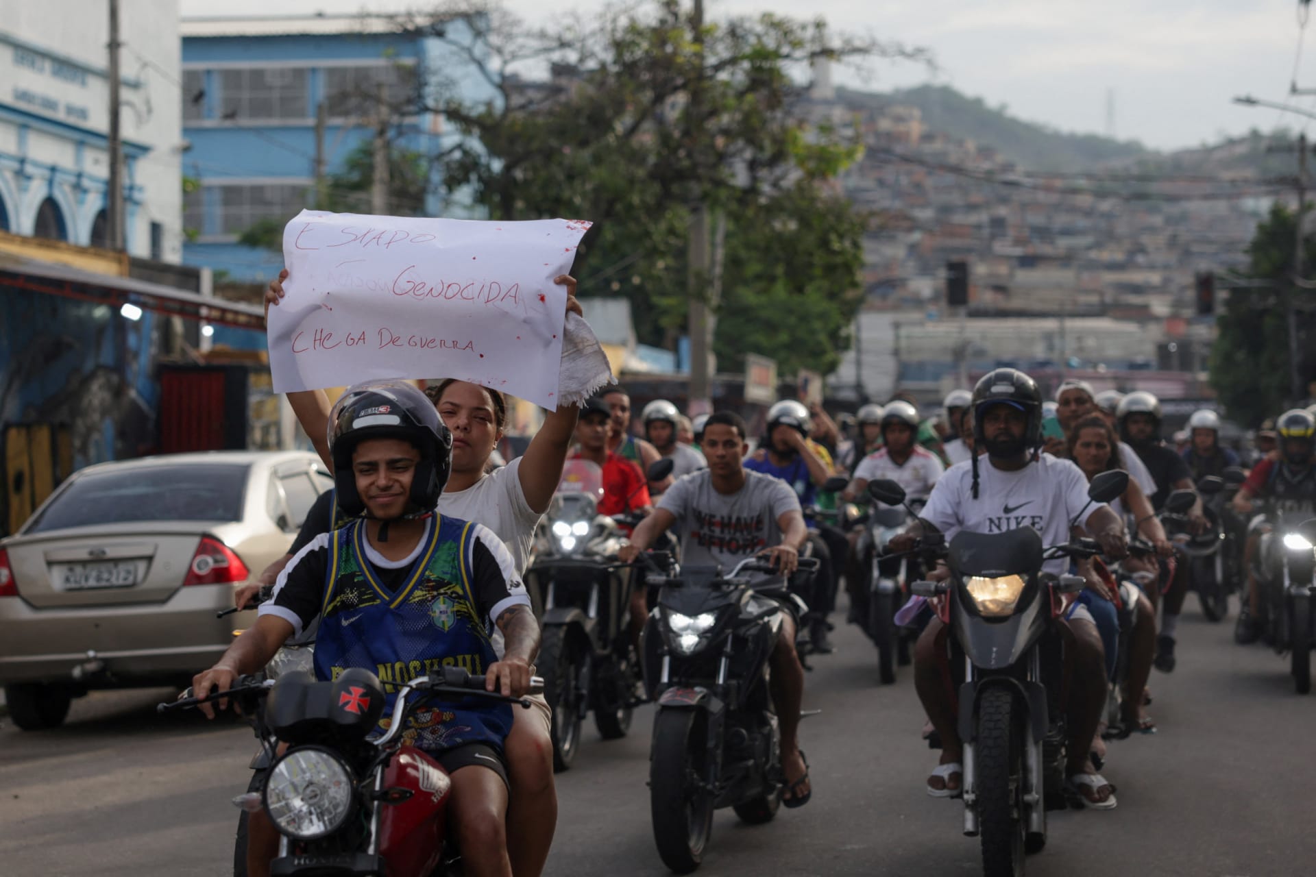 Photo of Brazilians protesting the day after a deadly police operation in Rio de Janeiro