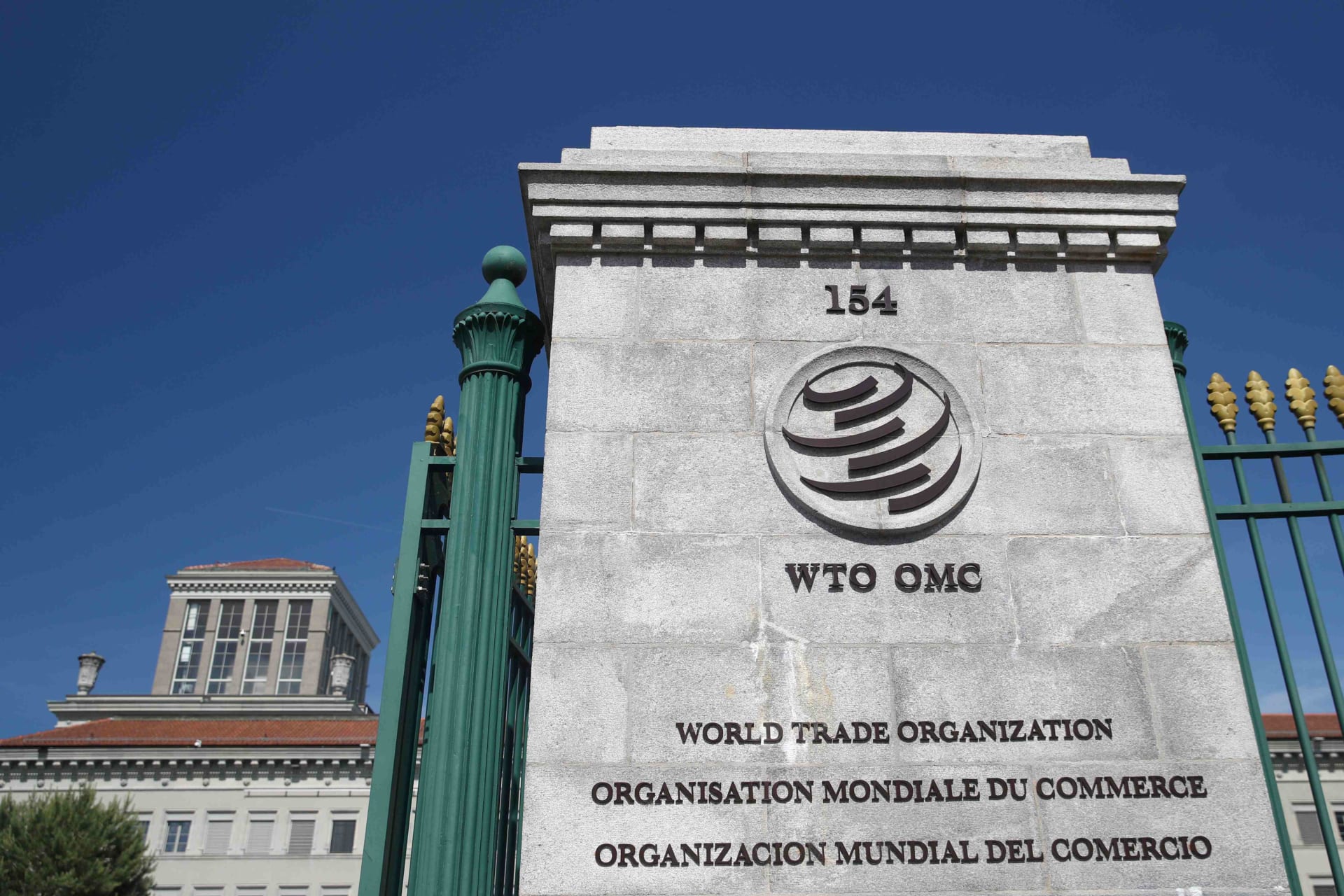 <p>A logo is pictured on the headquarters of the World Trade Organization (WTO) in Geneva, Switzerland, June 2, 2020. </p>

