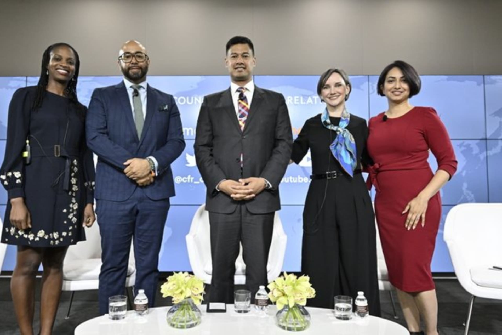 <p>Practice Head of Eurasia Group Amaka Anku, U.S. Foreign Policy Deputy Director of Open Society Foundations Alex T. Johnson, Senior Associate and Freeman Chair in China Studies for the Center for Strategic and International Studies Ivan Kanapathy, Latin America Lead for Amazon Web Services Ana Janaina Nelson, and Chief Executive Officer of Avicenna Strategy Nayyera Haq discuss U.S. foreign policy priorities around the world at the 2022 Conference on Diversity in International Affairs.</p>
