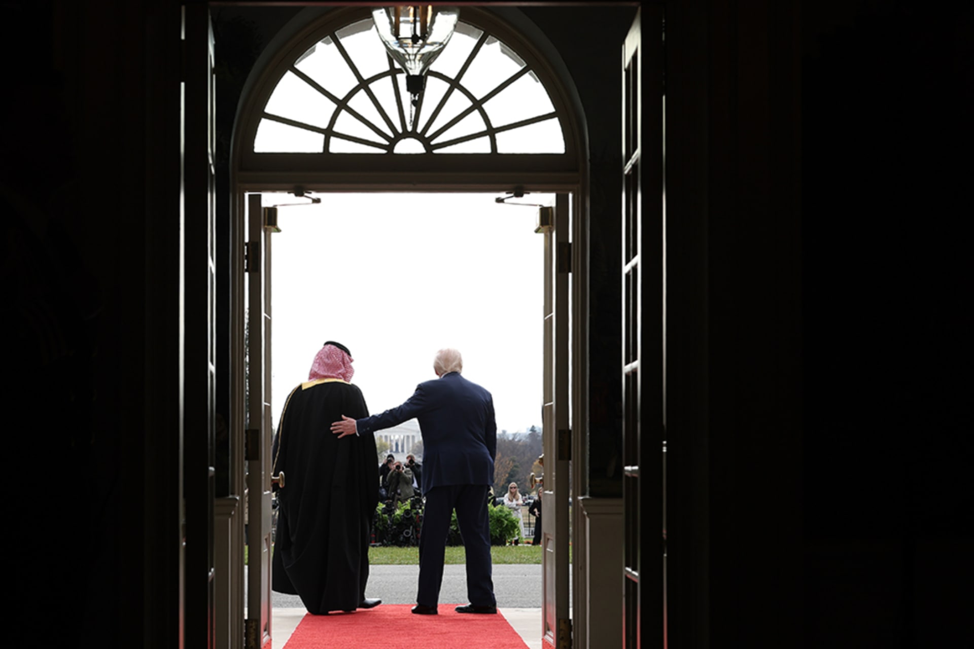<p>President Trump welcomes Saudi Crown Prince Mohammed bin Salman to the White House during an arrival ceremony on November 18, 2025.</p>
