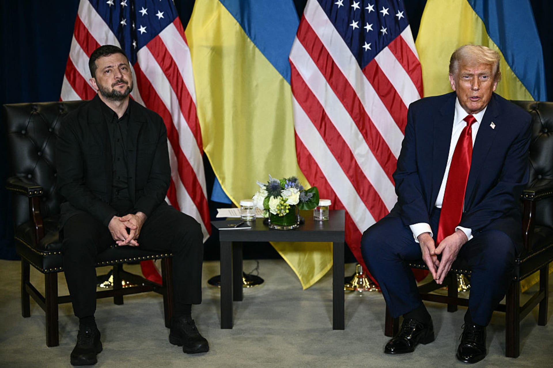 <p>President Donald Trump holds a bilateral meeting with Ukrainian President Volodymyr Zelenskyy on the sidelines of the UN General Assembly in New York City, September 23.</p>
