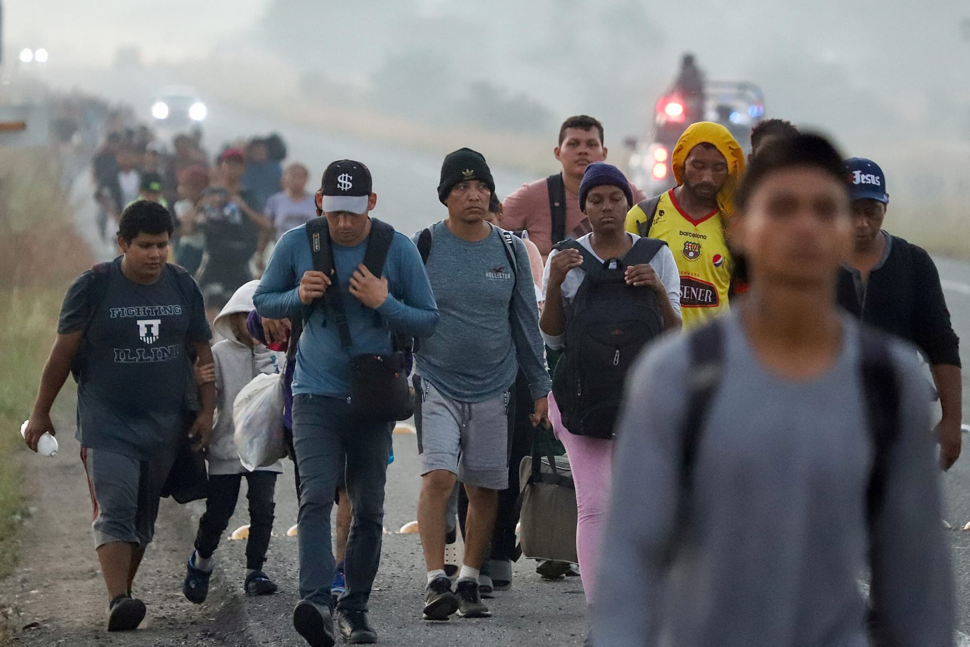Migrants walking to reach U.S. border
