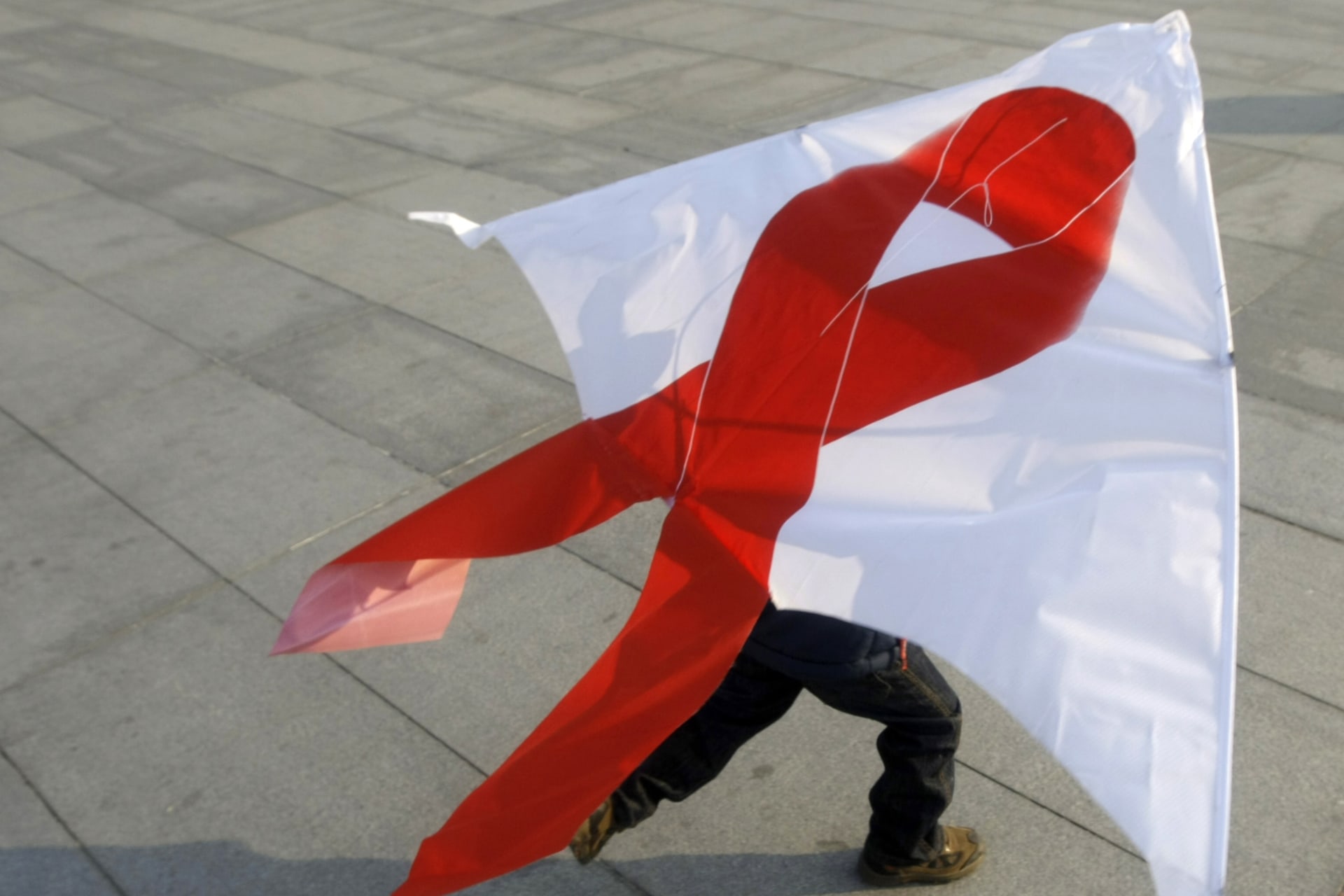 <p>A child flies a kite with a red ribbon during a World AIDS Day event in Beijing November 30, 2008. There are about 700,000 cases of HIV/AIDS in China, according to official statistics.</p>
