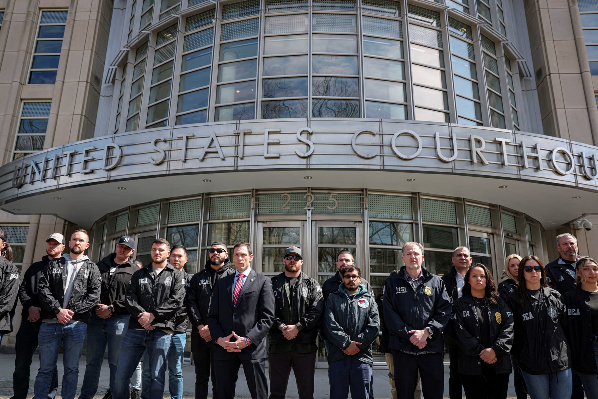 Photo of DEA agents in front of NY Courthouse for Rafael Caro Quintero hearing