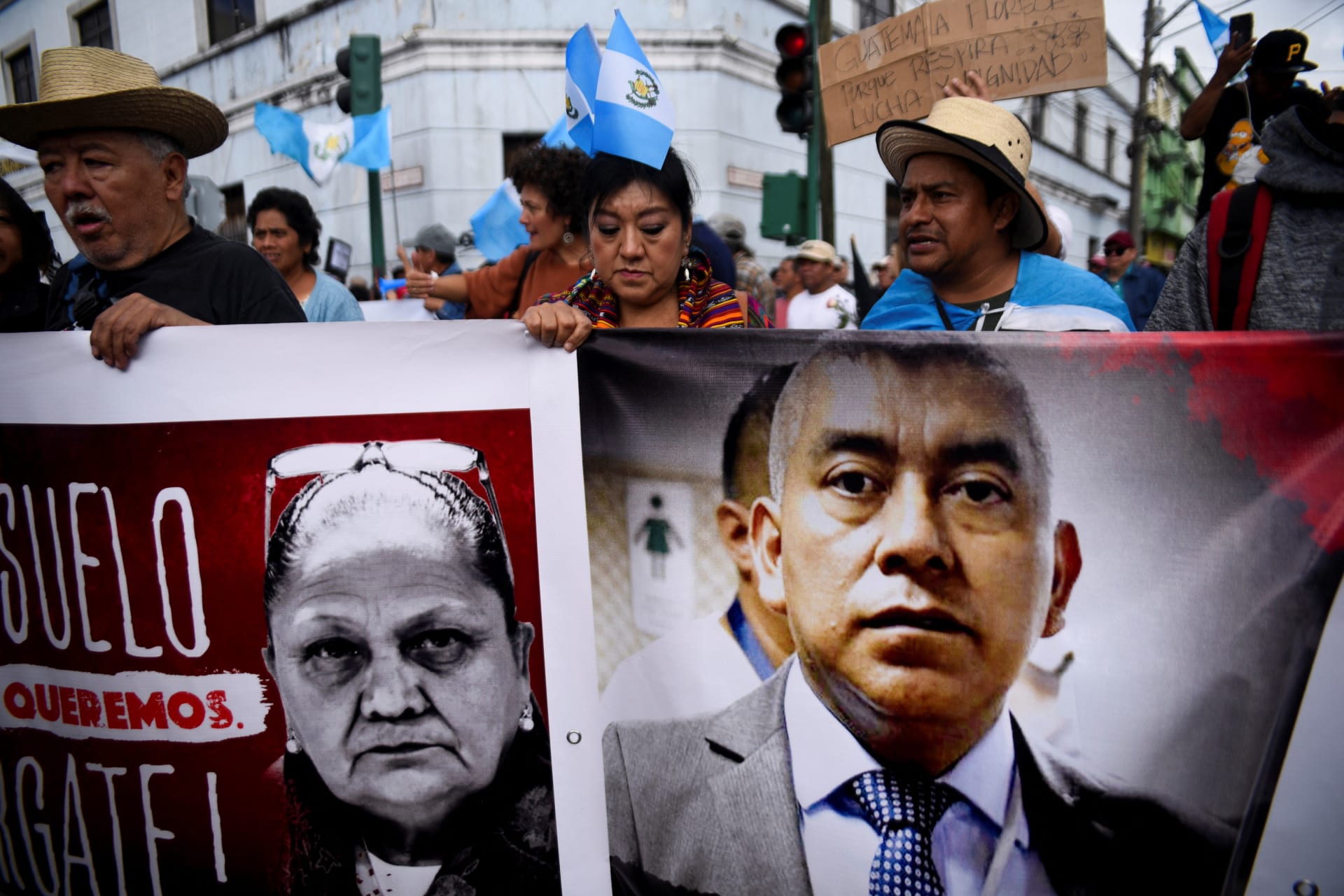 Photo of Guatemalan citizens attending a pro-democracy protest