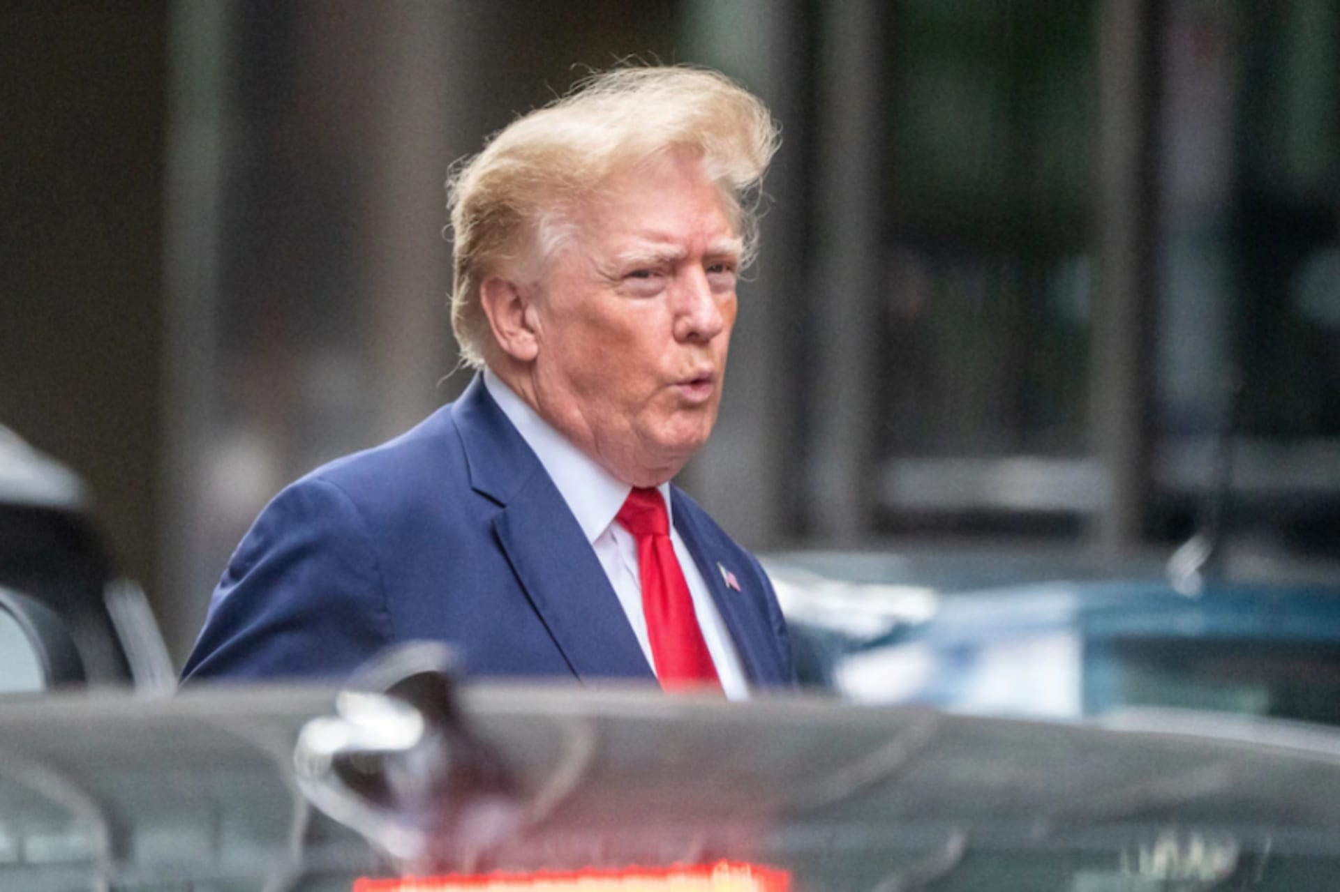 <p>Former president Donald Trump departs Trump Tower in New York City on Aug. 10. </p>
