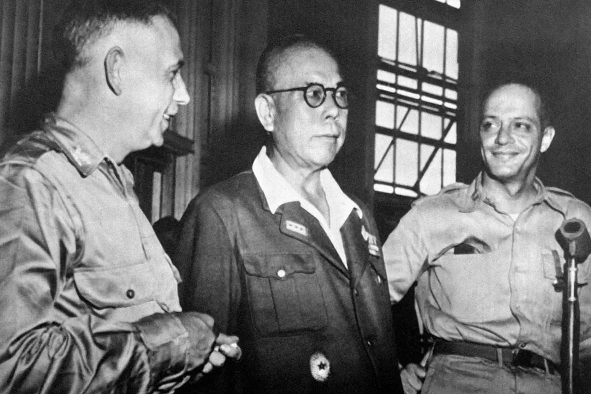 Japanese General Yamashita Tomoyuki pleads not guilty in a U.S. tribunal in the Philippines in 1946. 
