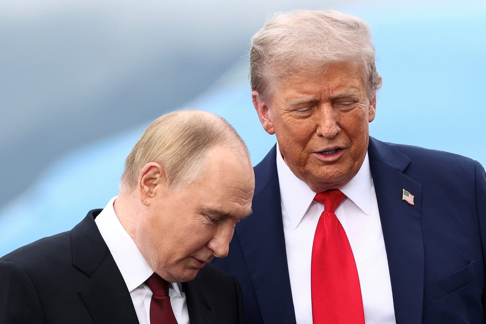 <p>U.S. President Donald Trump speaks with Russian President Vladimir Putin at Joint Base Elmendorf-Richardson in Anchorage, Alaska on August 15, 2025. </p>
