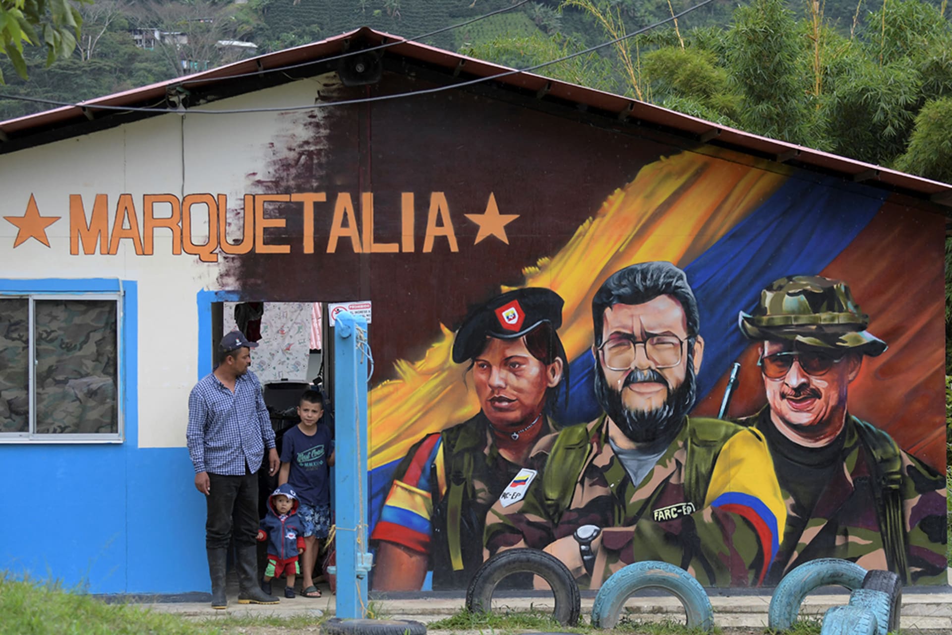 Graffiti in an area for the reintegration of ex-combatants in Gaitania features the name of the Segunda Marquetalia breakaway group. Raul Arboleda/AFP/Getty