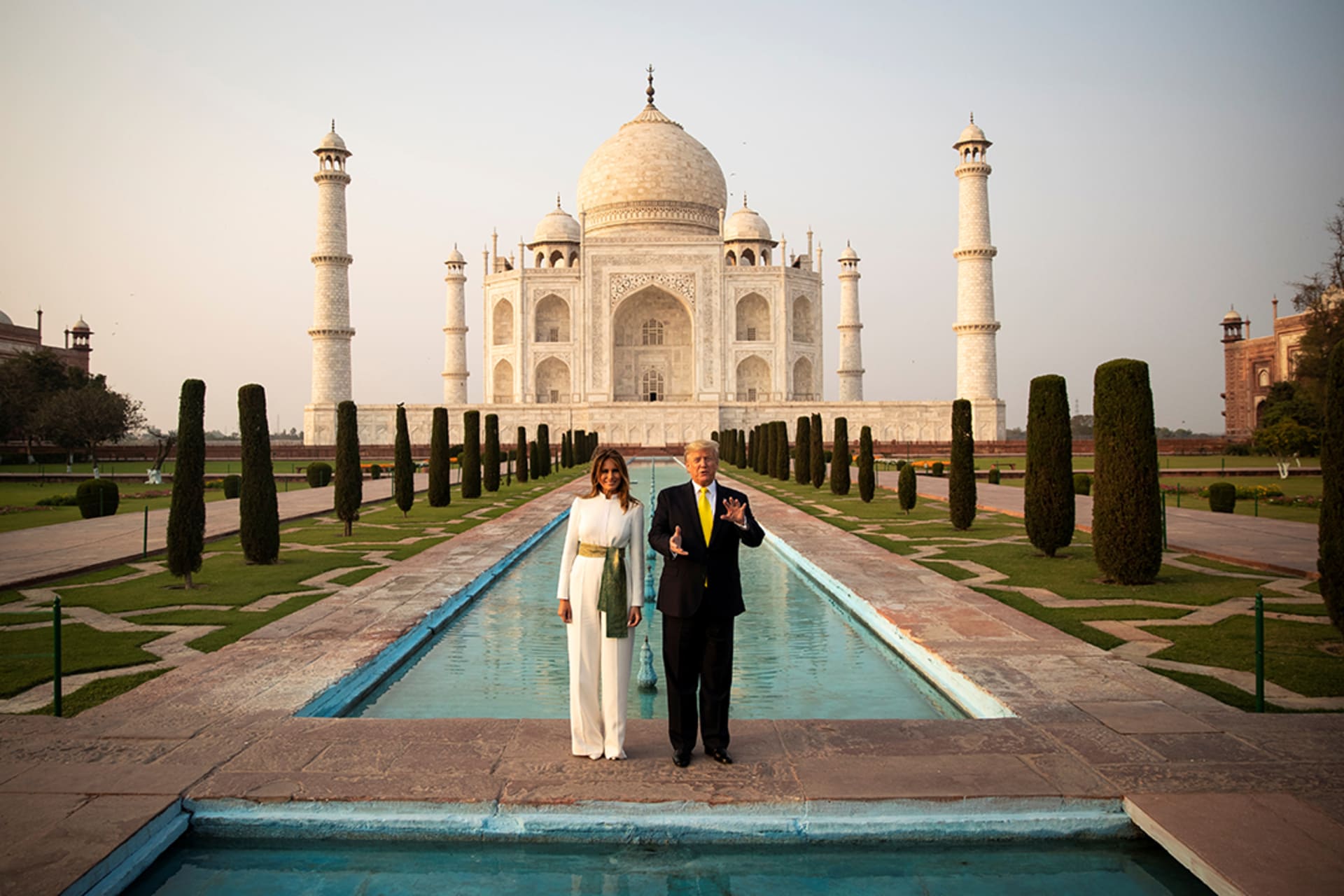 President Trump and First Lady Melania Trump tour the Taj Mahal during their visit. Al Drago/Reuters