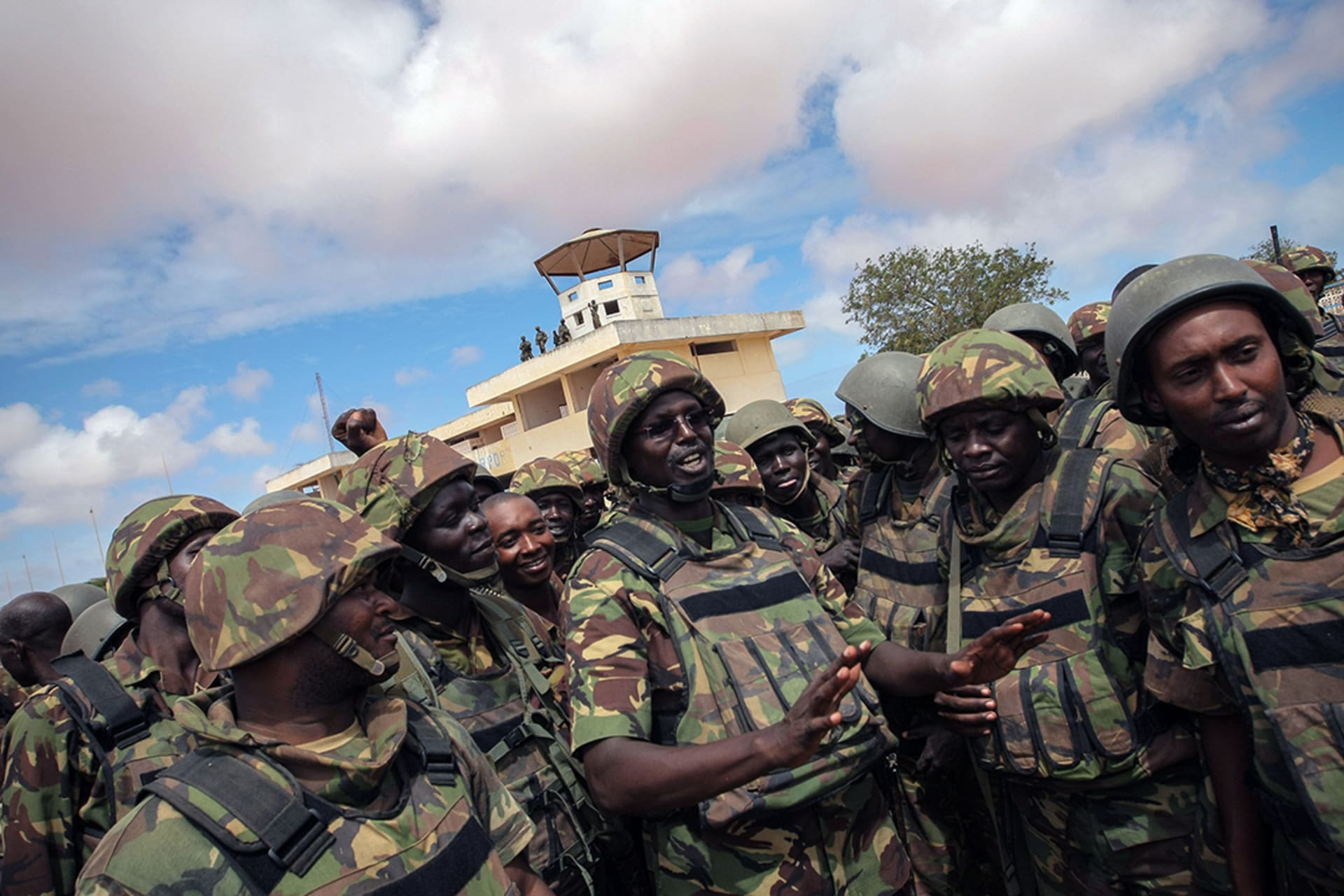 Kenyan forces serving with AMISOM enter the port city of Kismayo. Stuart Price/AFP/Getty Images
