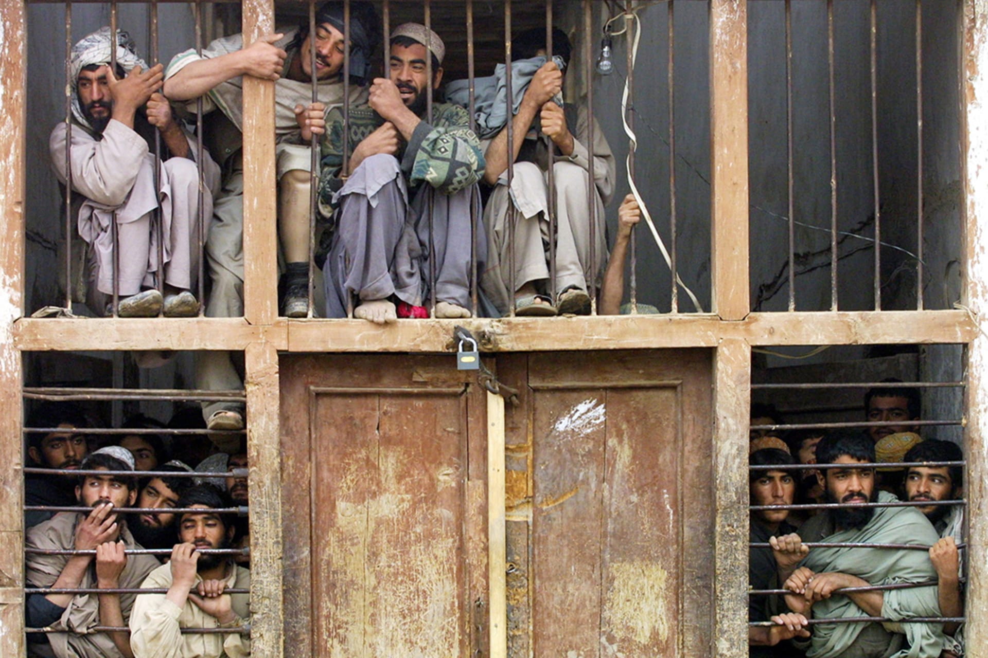 Former Taliban fighters at a jail complex in Shebargan, Afghanistan. 
