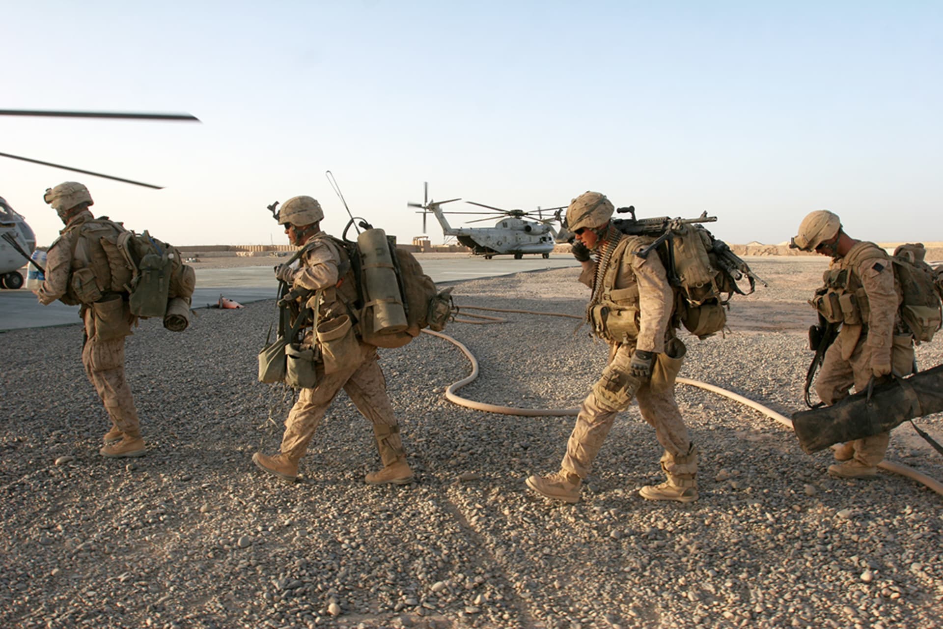 U.S. Marines in Dwyer, Afghanistan, July 2009.
