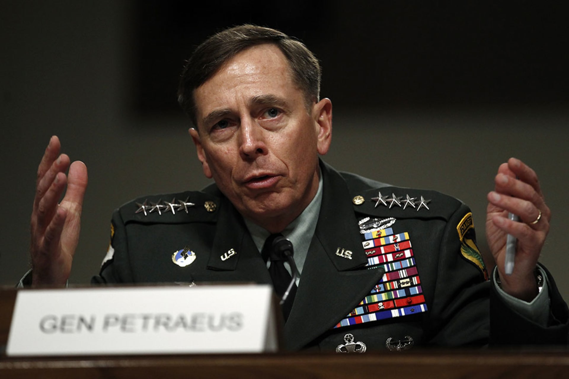 U.S. General David Petraeus testifies at his Senate confirmation hearing. 
