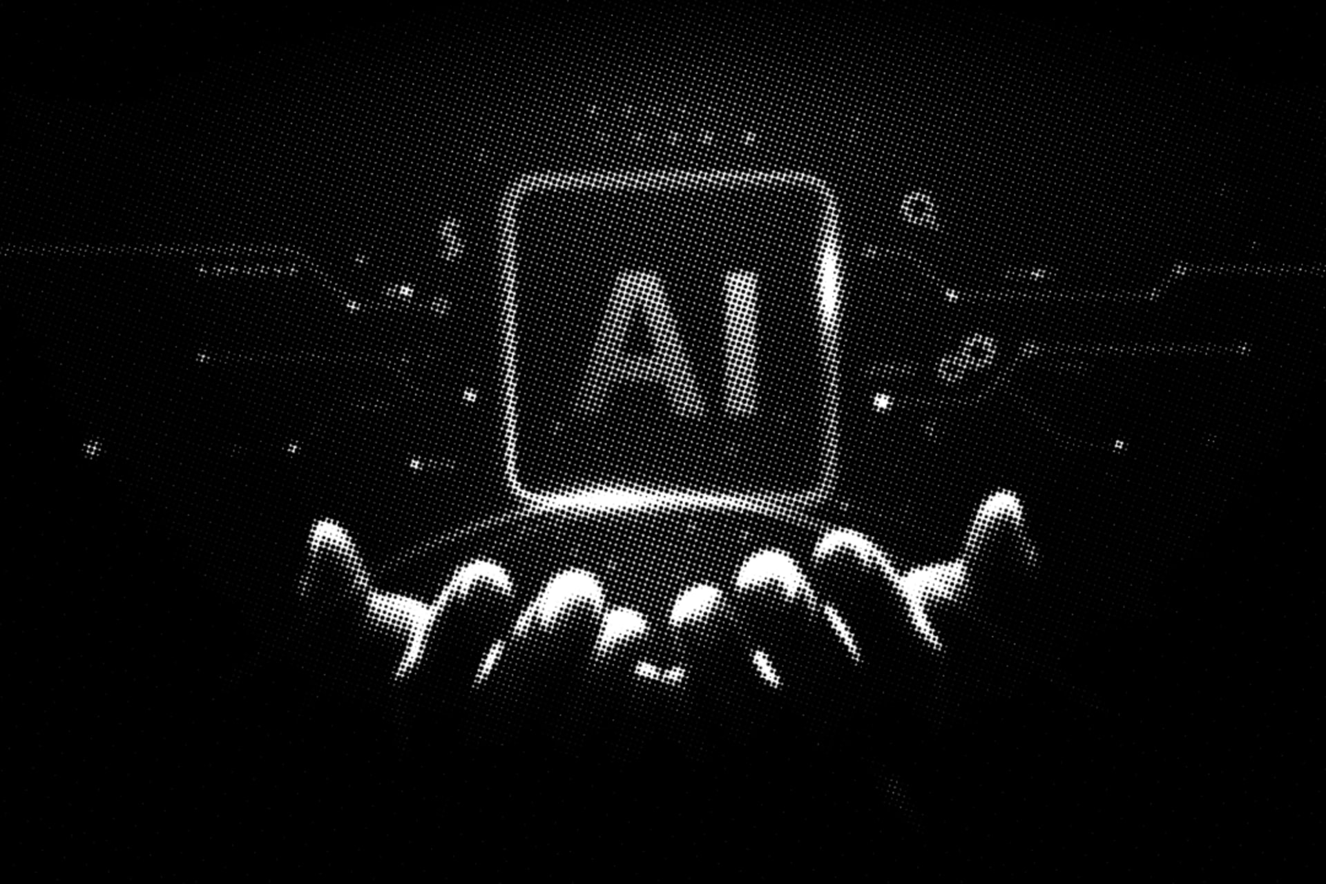 <p>Hand holding an AI logo.</p>
