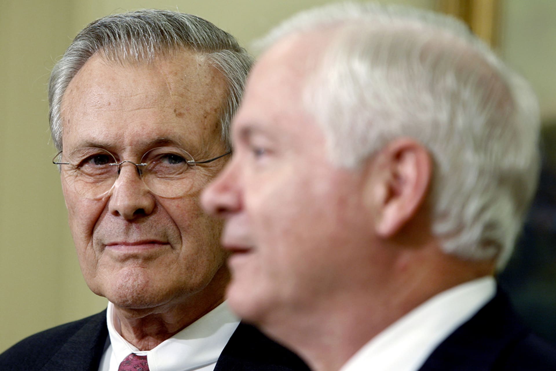 Former CIA Director Robert Gates speaks during the announcement that he will replace Donald Rumsfeld as U.S. secretary of defense. 
