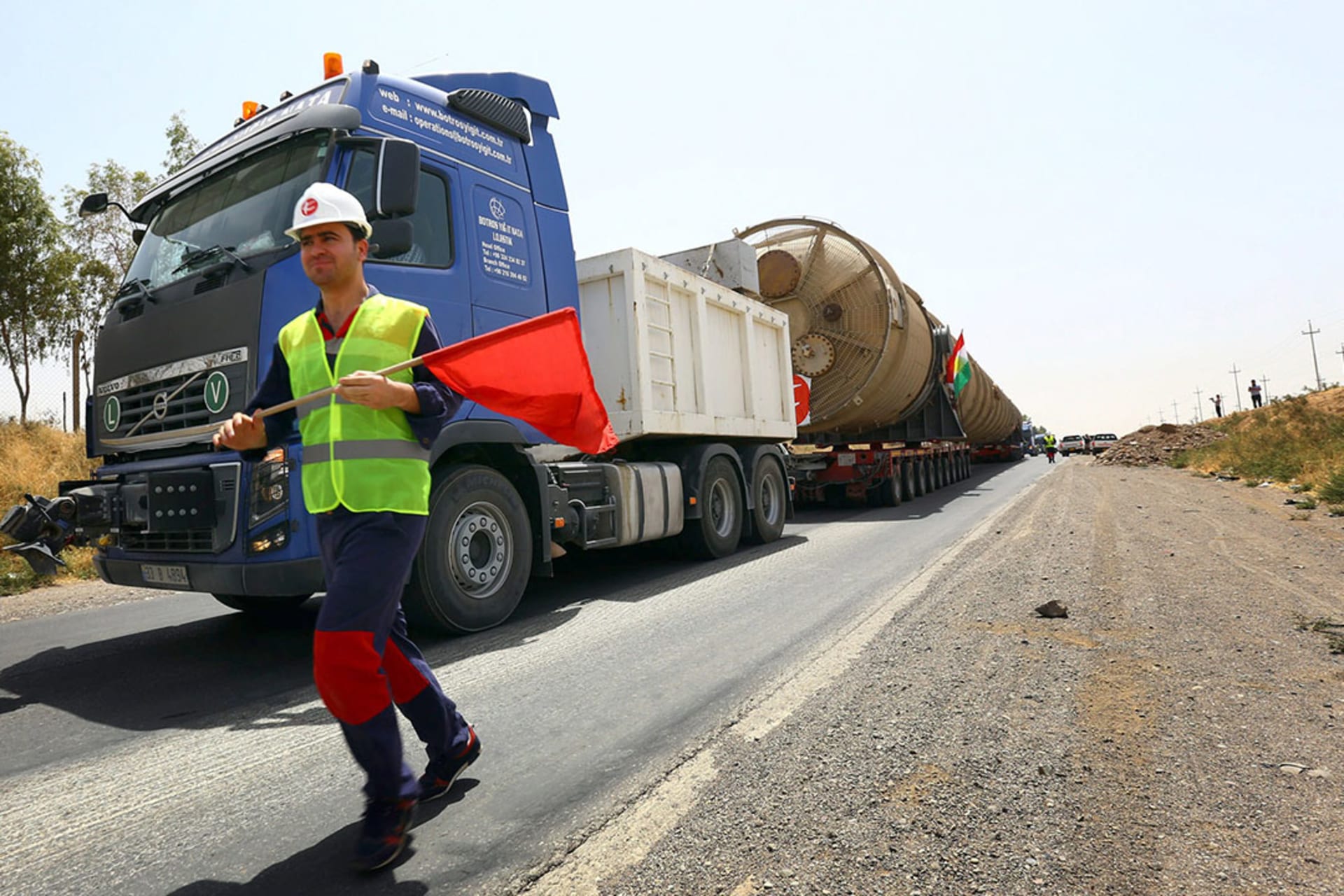 Oil refinery parts are shipped to the Kawergosk Refinery in the autonomous Kurdish region of Iraq, on July 14, 2014. 