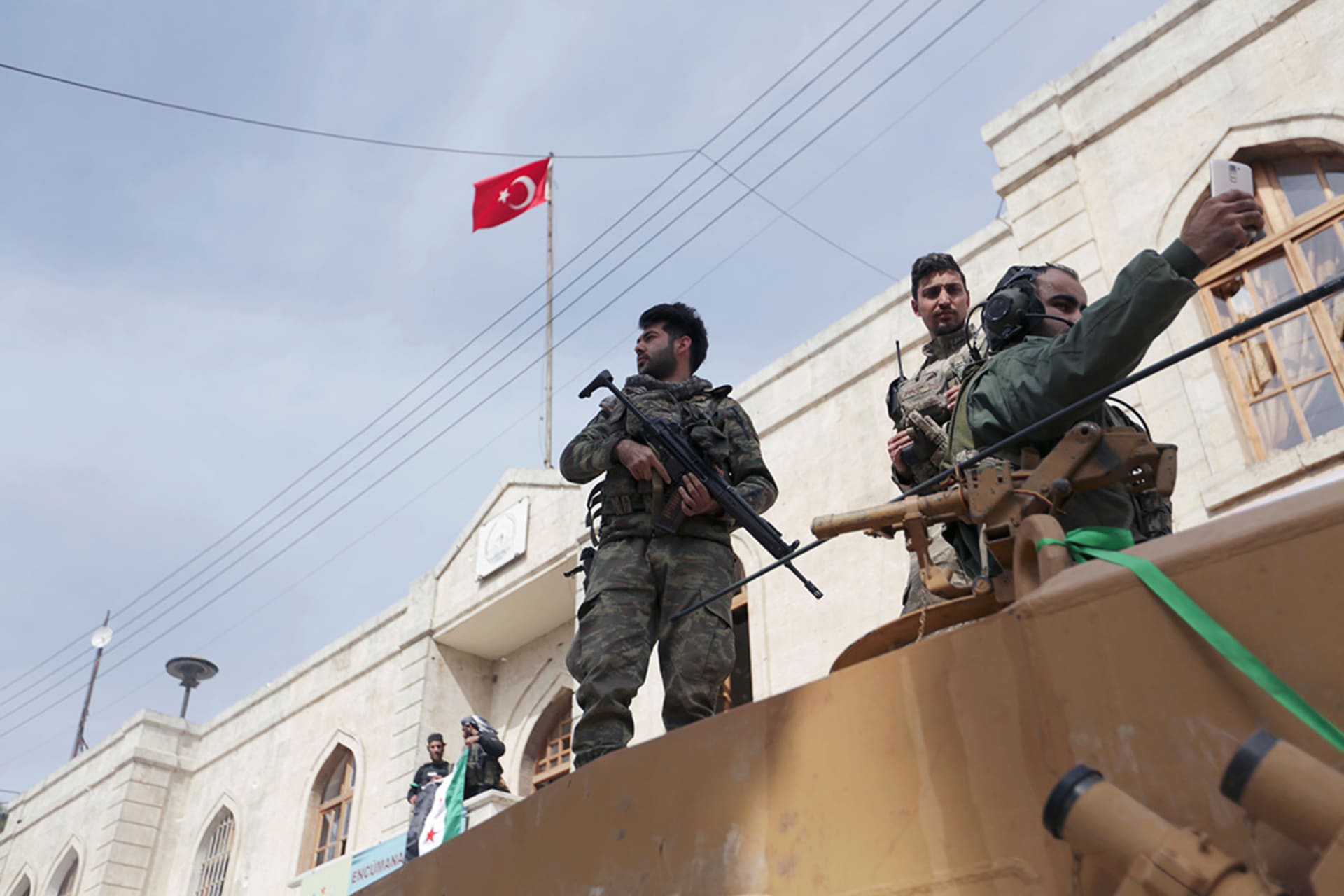 Turkish and Syrian National Army forces are deployed in Afrin. 