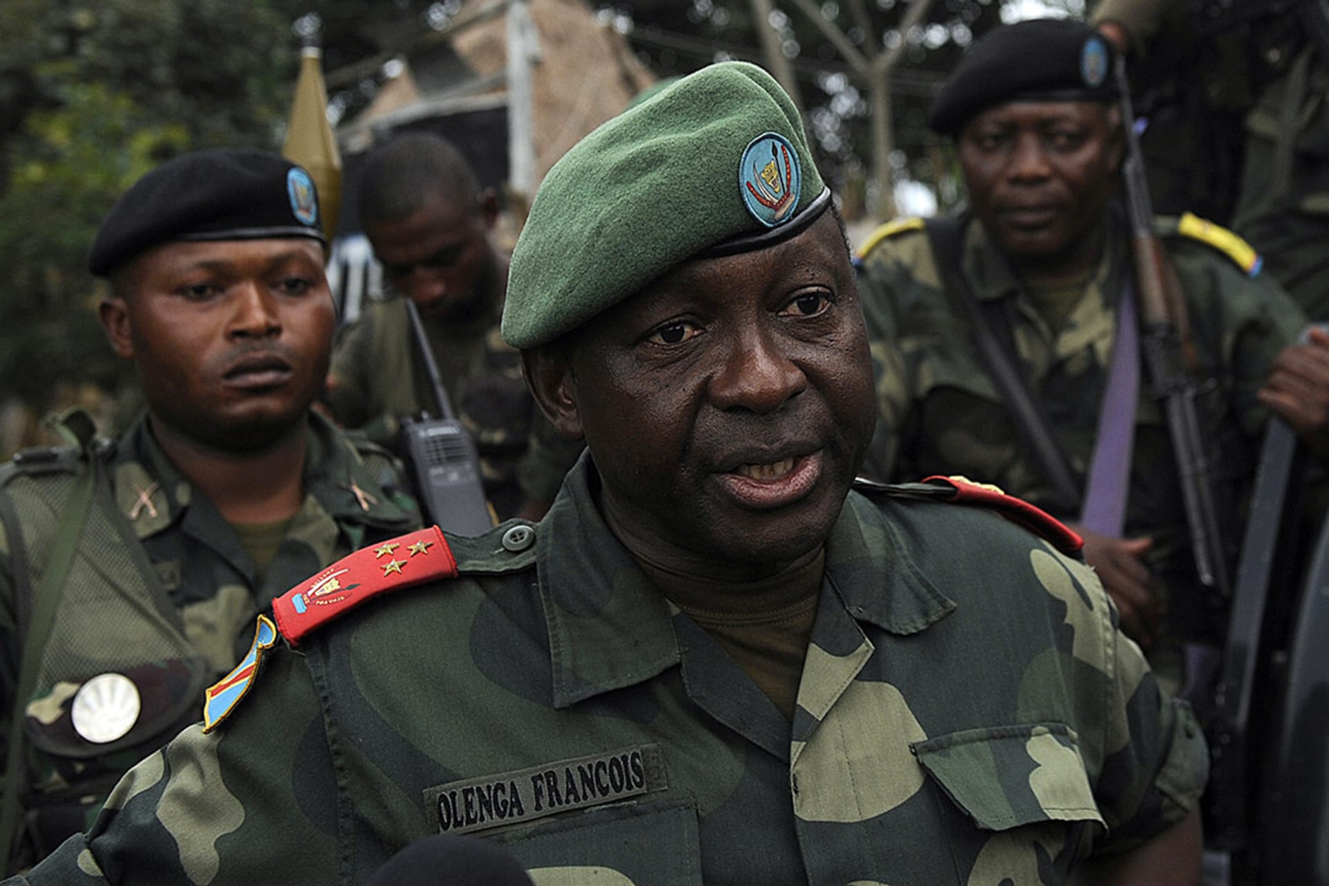Colonel François Olenga is seen with his troops near their base in the town of Minova in the eastern Congo. Tony Karumba/AFP/Getty Images