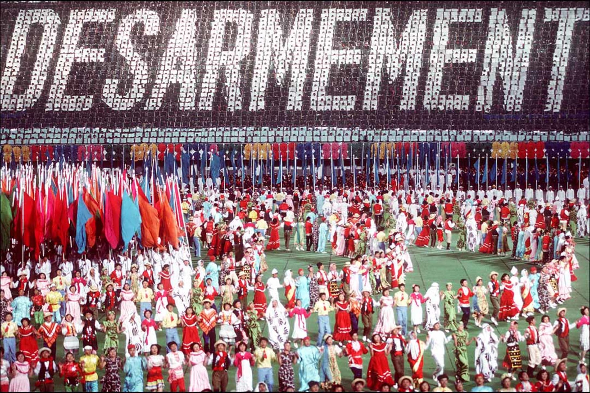 North Koreans in traditional dress perform for President Kim Il-sung. Pierre Bessard/AFP/Getty Images