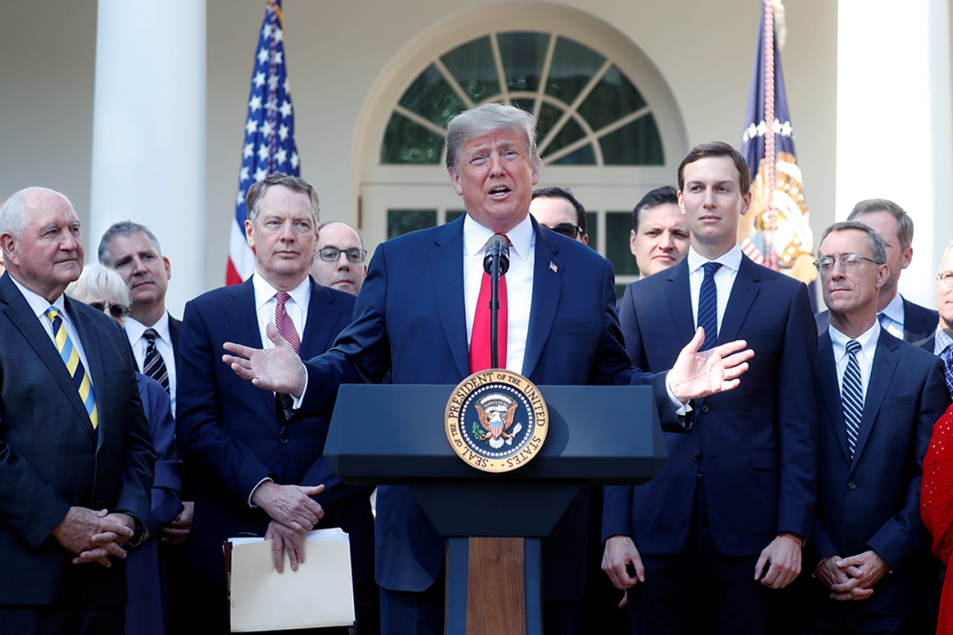 Trump delivers remarks on the United States-Mexico-Canada Agreement at the White House. Kevin Lamarque/Reuters
