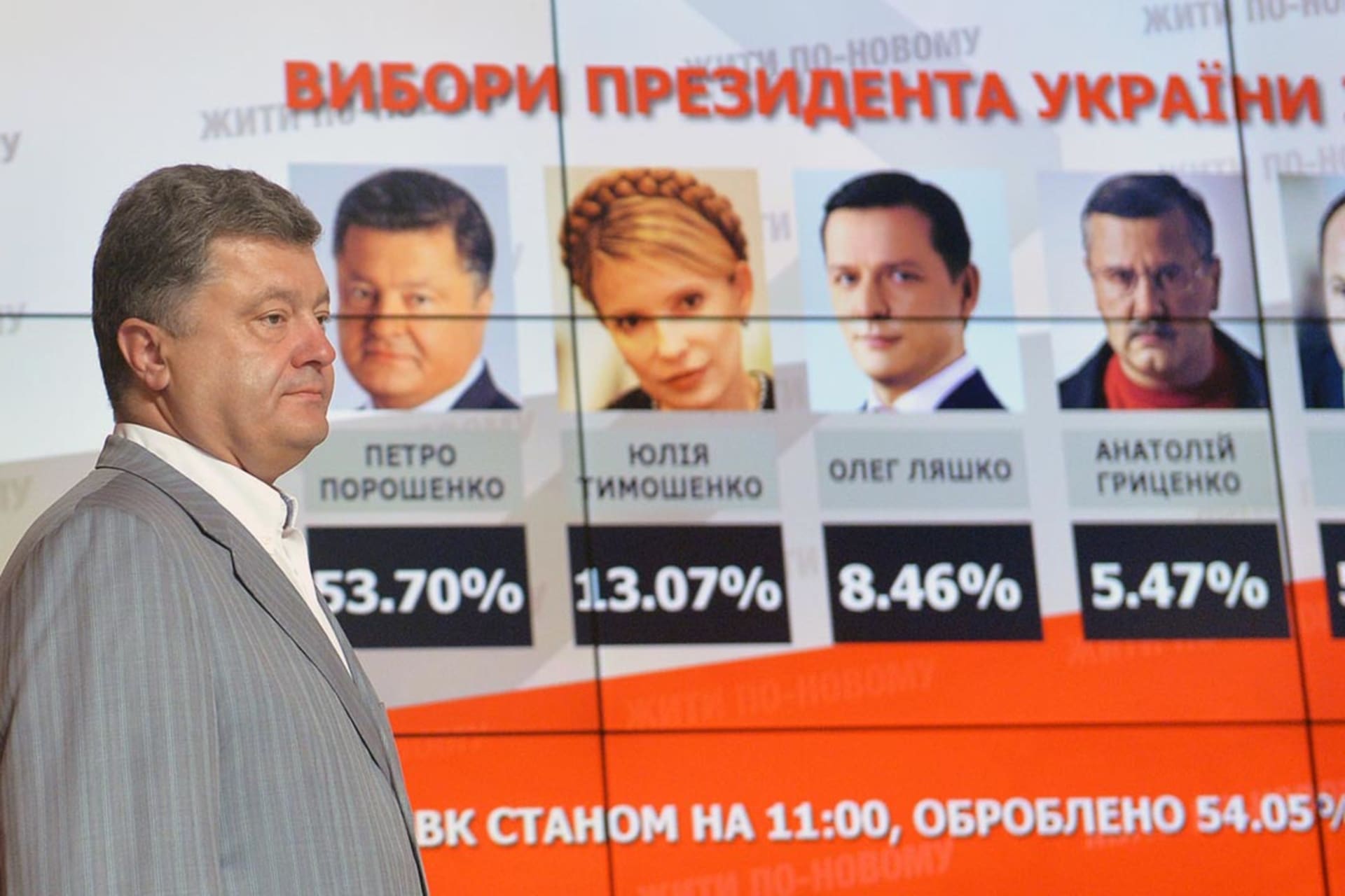 Presidential candidate Petro Poroshenko on election night. 
