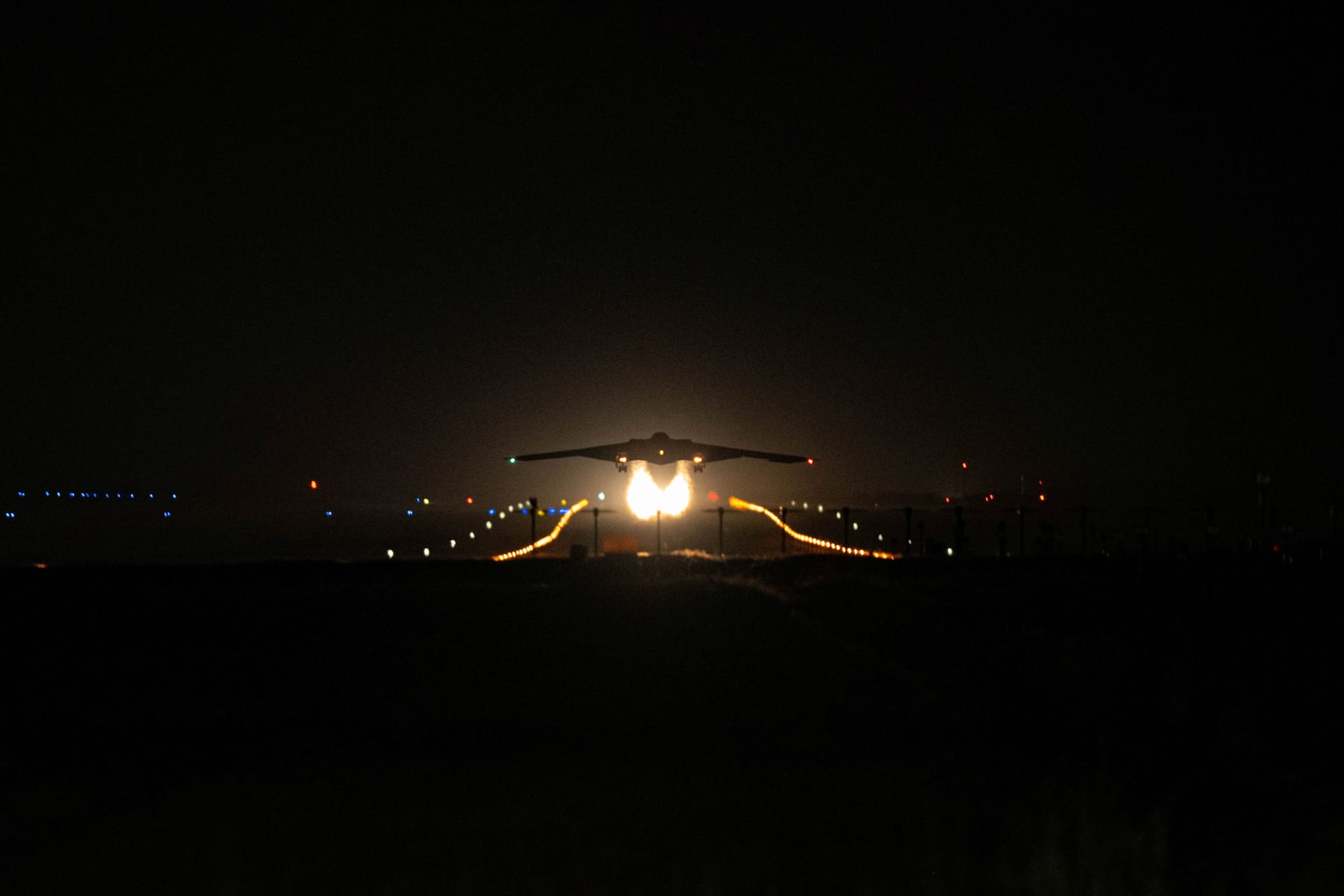 <p>A U.S. Air Force B-2 Spirit stealth bomber takes off from Whiteman Air Force Base in Missouri during Operation Midnight Hammer, June 2025.</p>