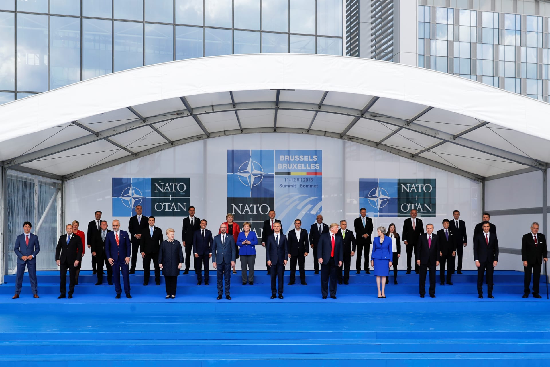 <p>NATO leaders pose for a photo in Brussels.</p>

