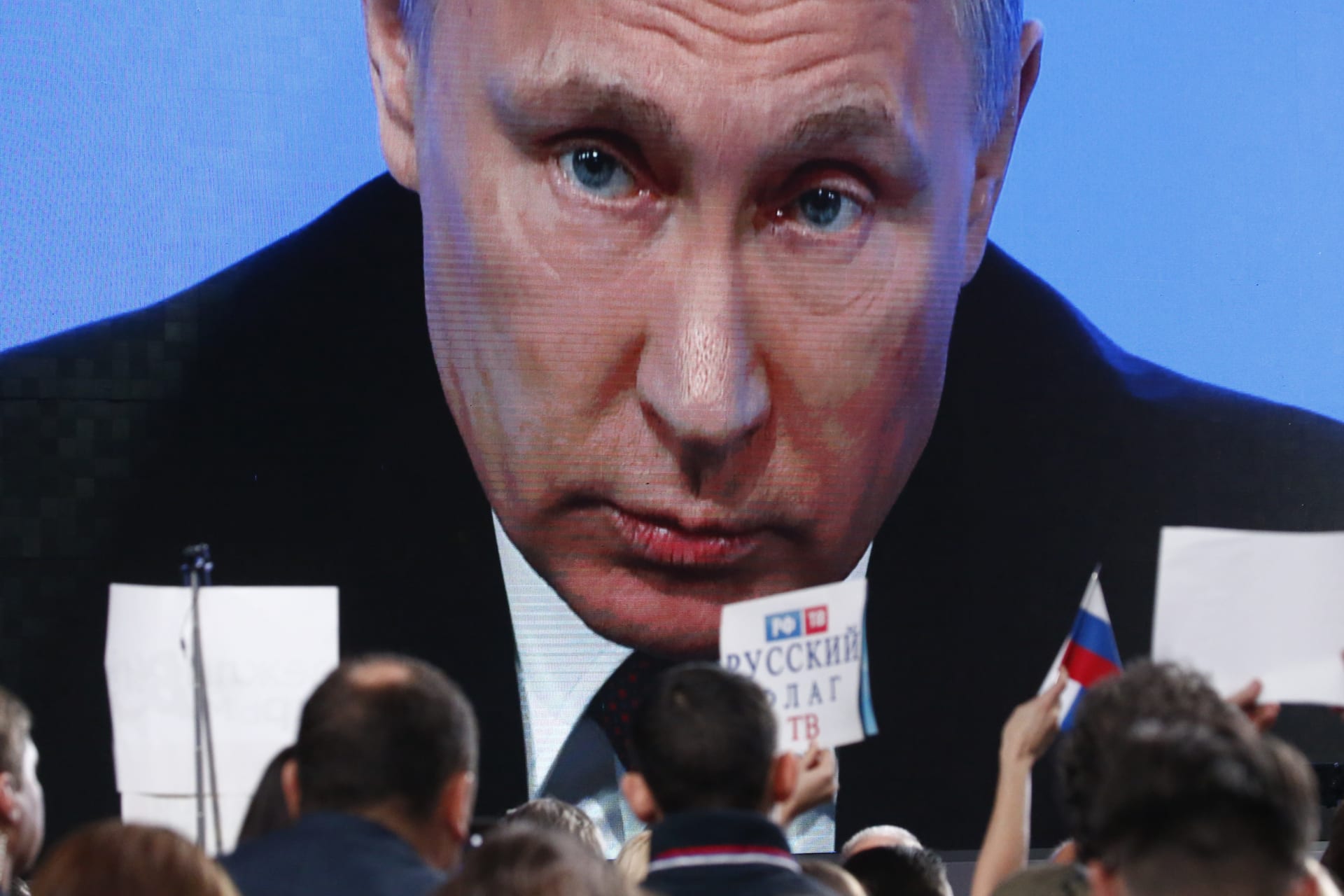 <p>Russian President Vladimir Putin during an annual news conference in Moscow.</p>
