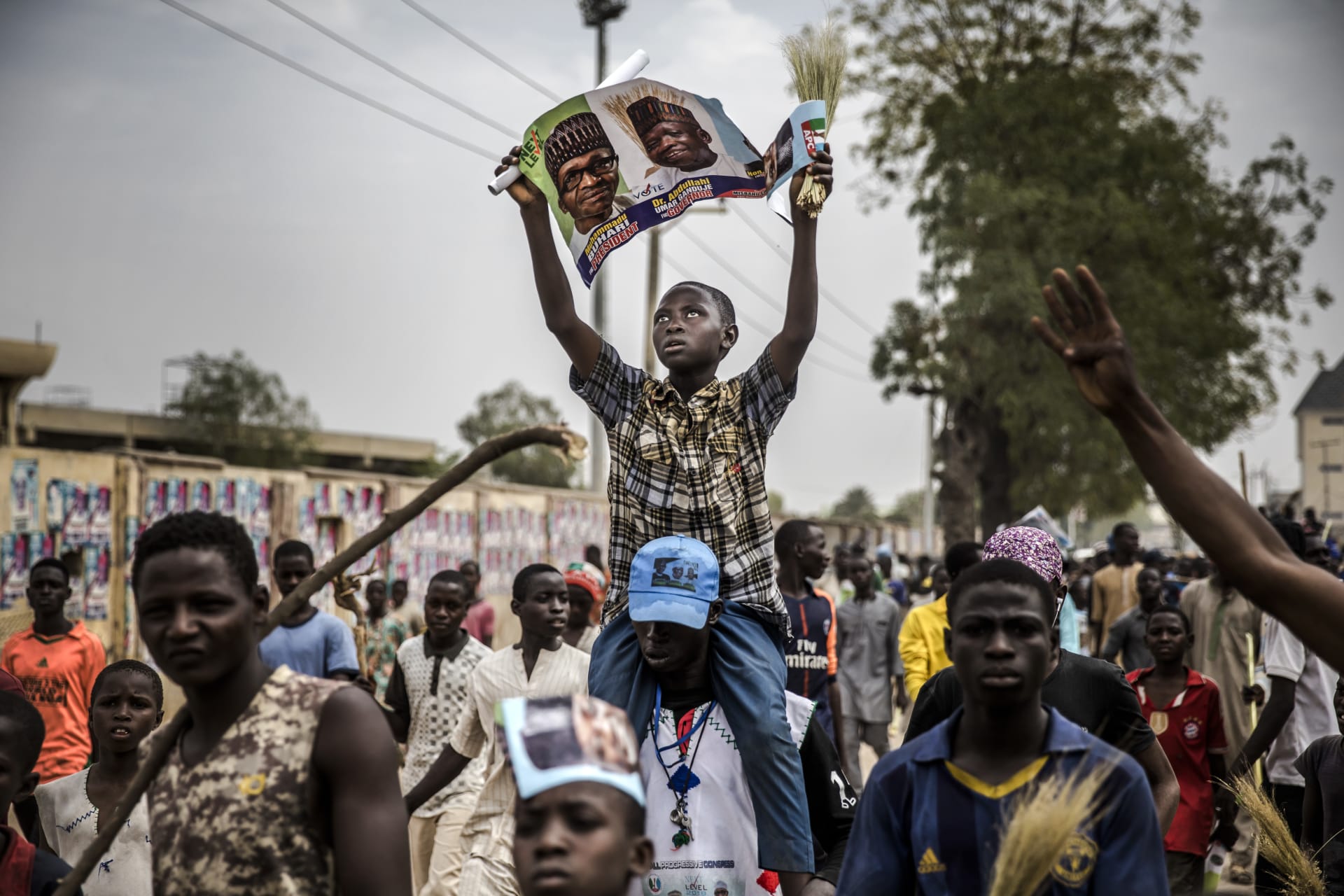 <p>Supporters of Nigerian President Muhammadu Buhari celebrate in Kano.</p>
