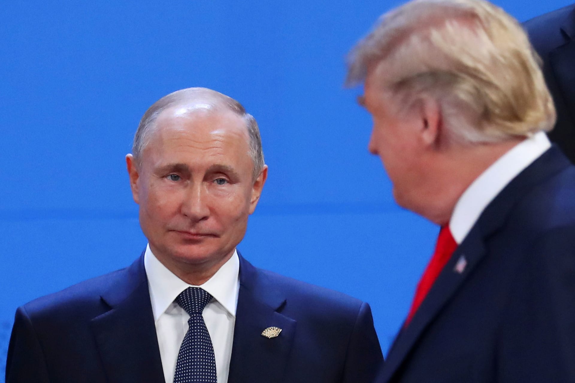 <p>U.S. President Donald Trump and Russia’s President Vladimir Putin are seen during the G20 leaders summit in Buenos Aires, Argentina November 30, 2018.</p>
