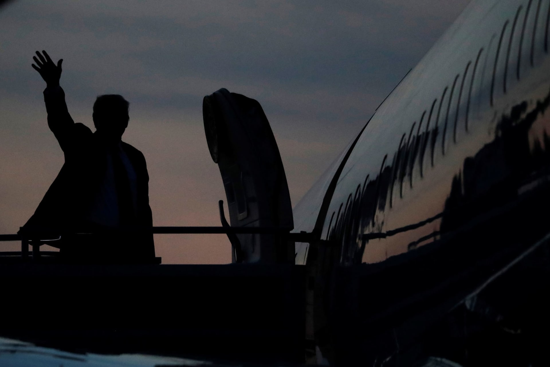 <p>U.S. President Donald Trump boards Air Force One.</p>