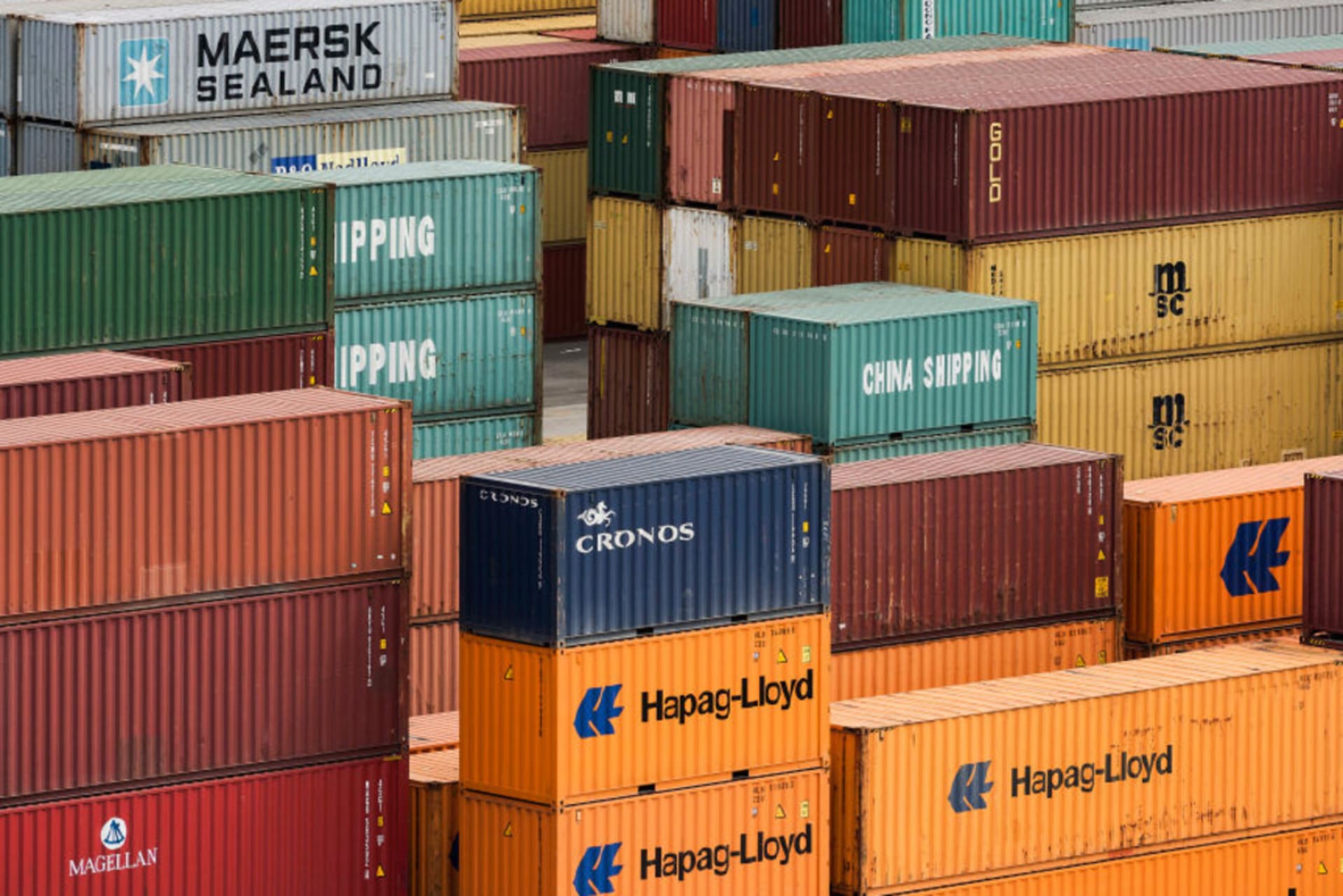 <p>Shipping containers being stacked in a cargo dock in Croatia.</p>
