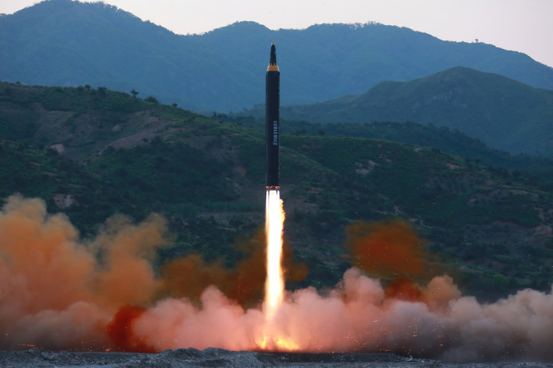 <p>A long-range strategic ballistic rocket is launched during a test in this photo released by North Korea’s Korean Central News Agency on May 15, 2017.</p>
