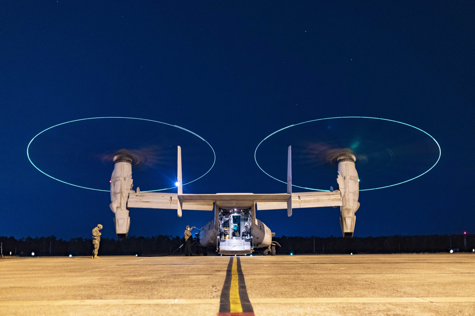 <p>Marines inspect an MV-22B Osprey in Darwin, Australia, on July 24, 2024. </p>
